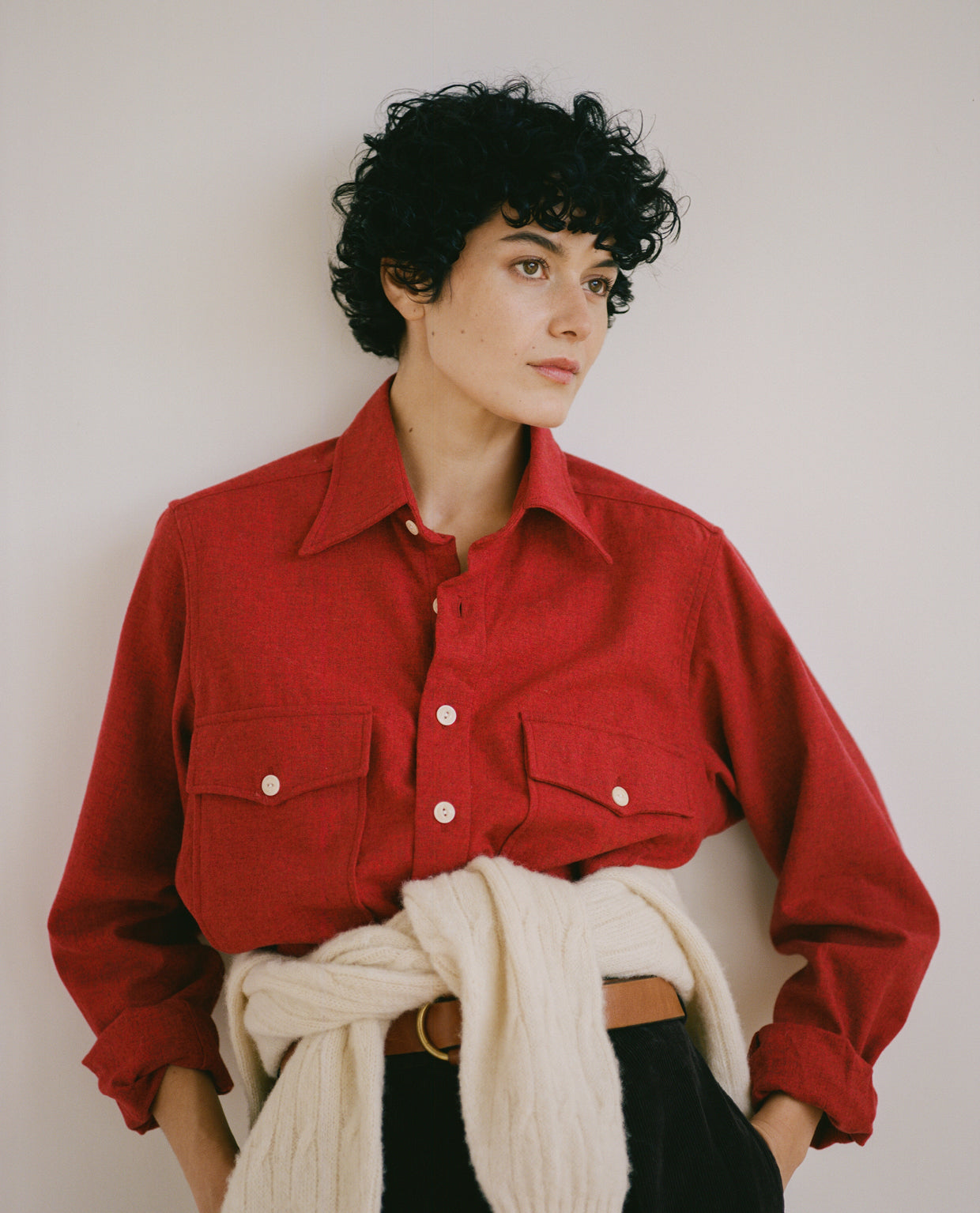 Red Wool Two-Pocket Work Shirt - Image 8