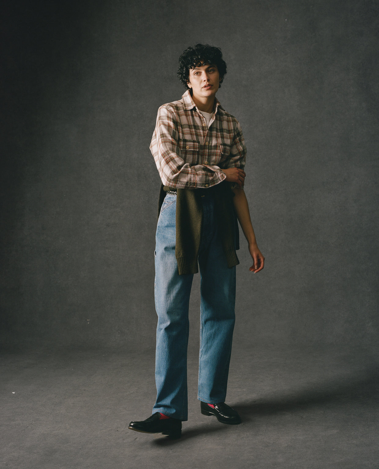 Ecru Check Cotton Two-Pocket Work Shirt - Image 8