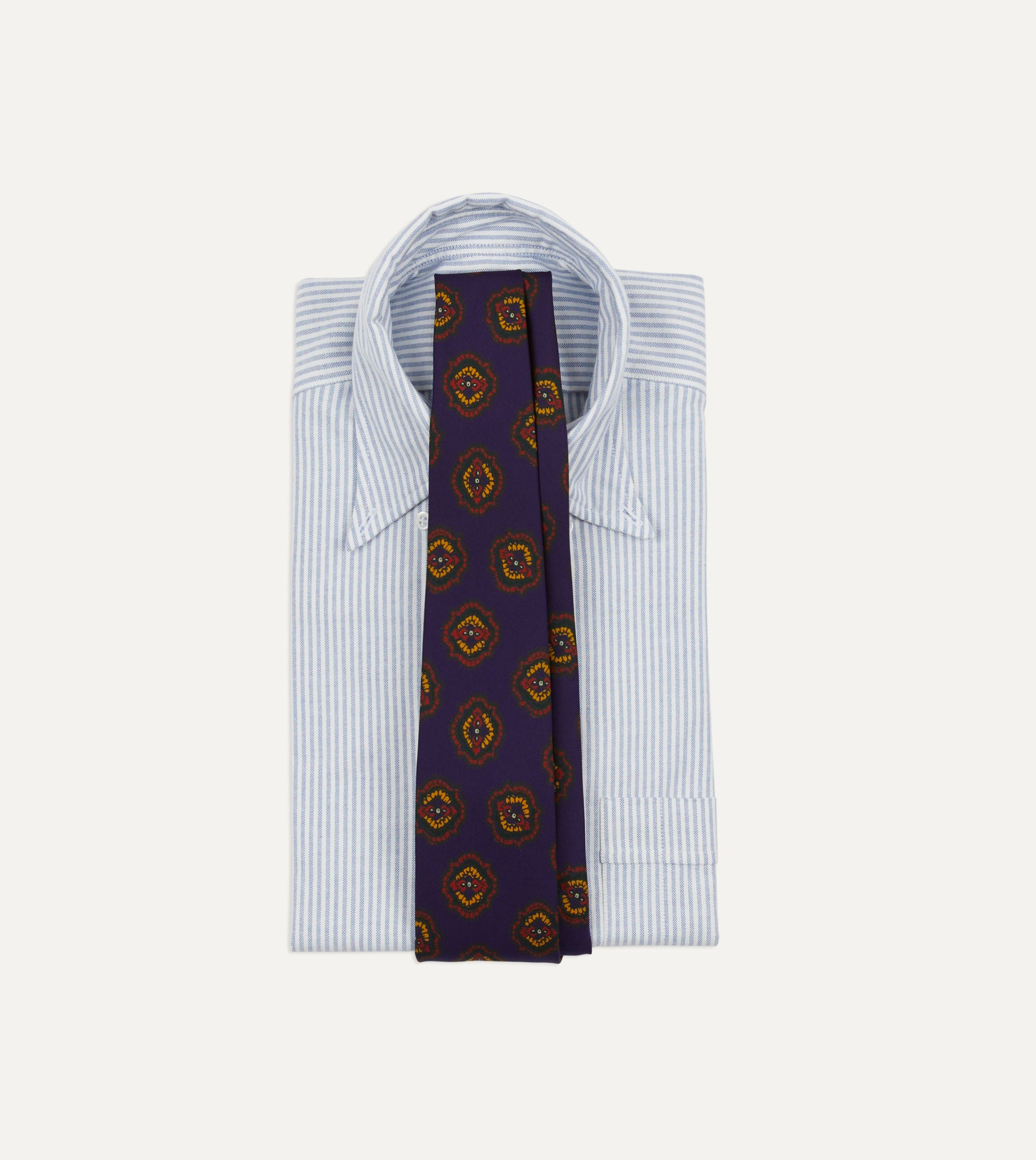 Purple Baroque Paisley 36oz Madder Silk Self Tipped Tie - Image 2