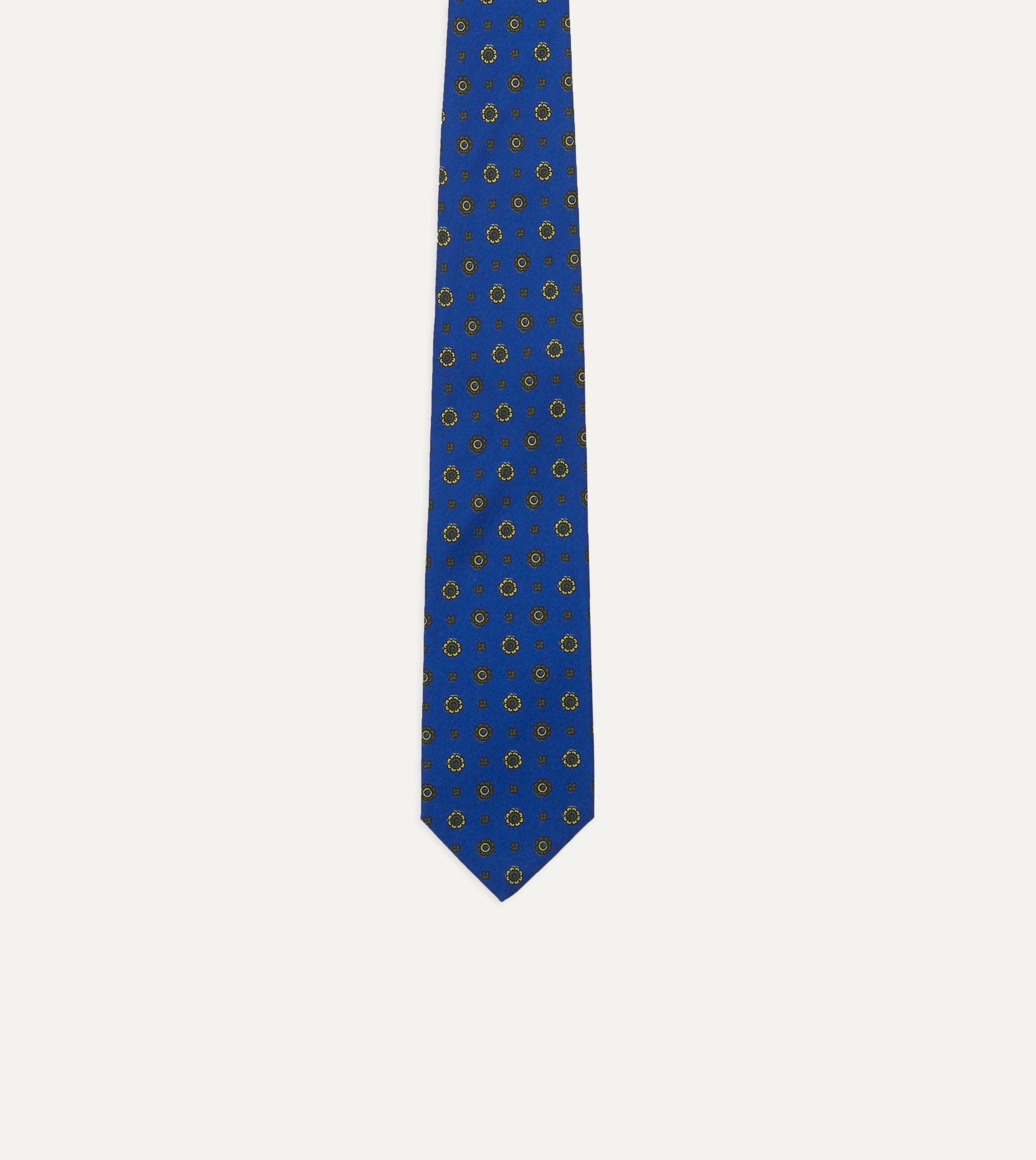 Royal Blue Baroque Paisley 36oz Madder Silk Self Tipped Tie - Image 4