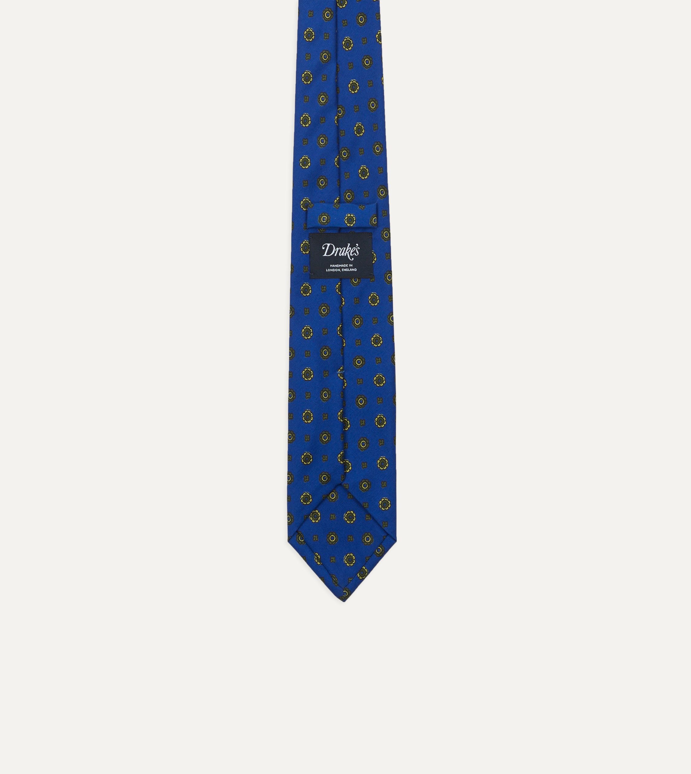 Royal Blue Baroque Paisley 36oz Madder Silk Self Tipped Tie - Image 3