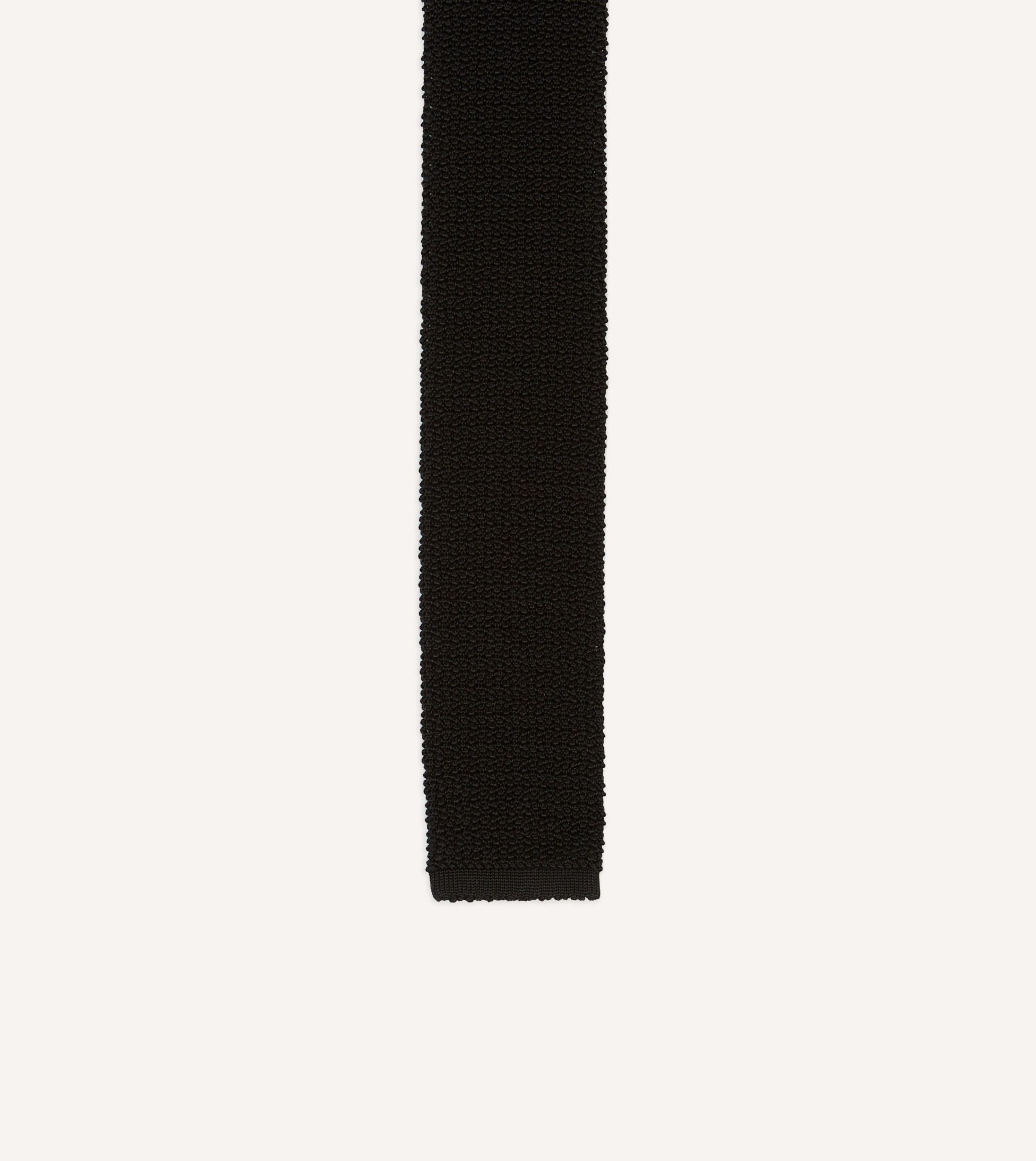 Drake's by A. Levine Black Knitted Silk Tie - Image 3