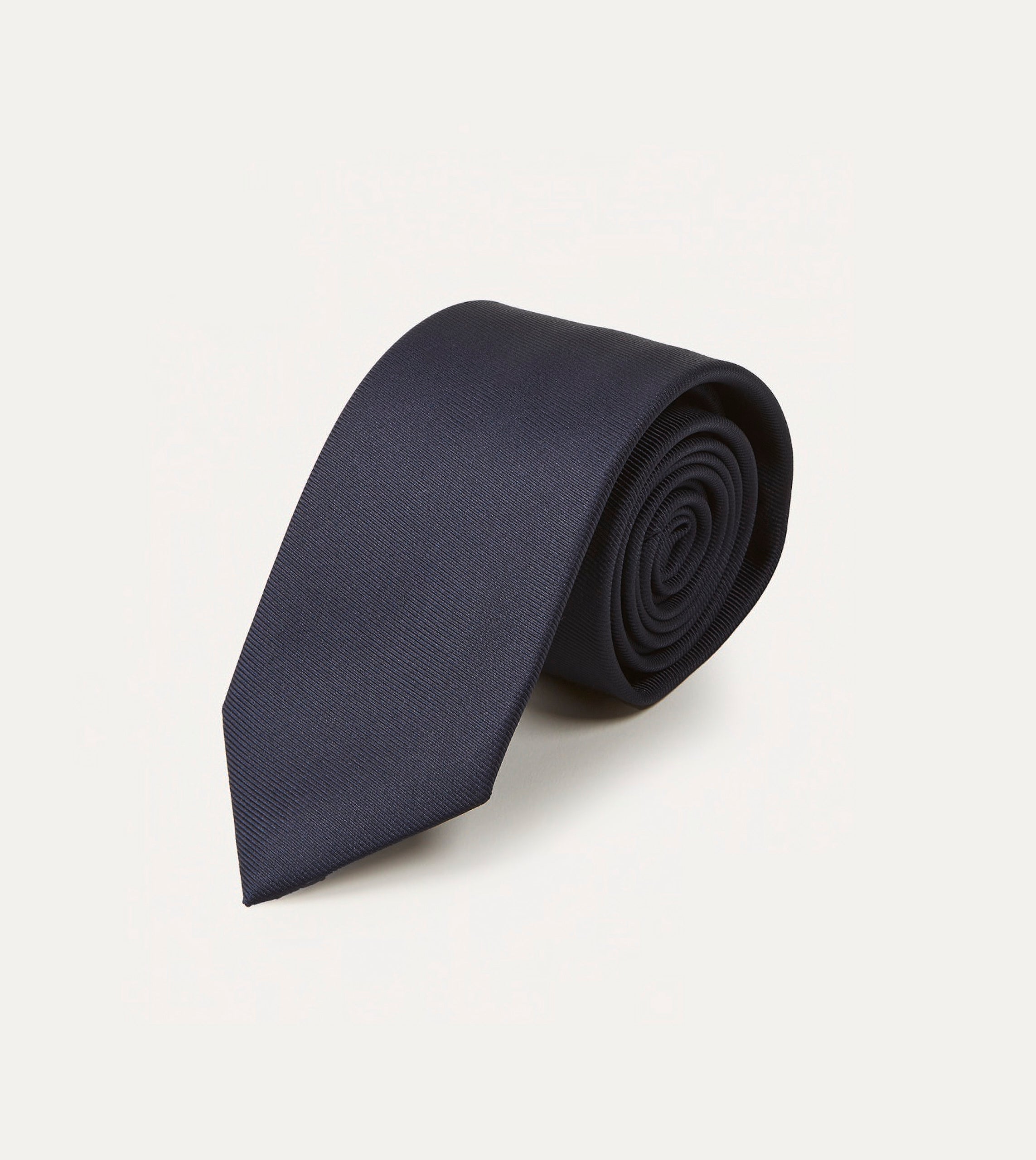 Navy Silk Twill Tipped Tie - Image 2