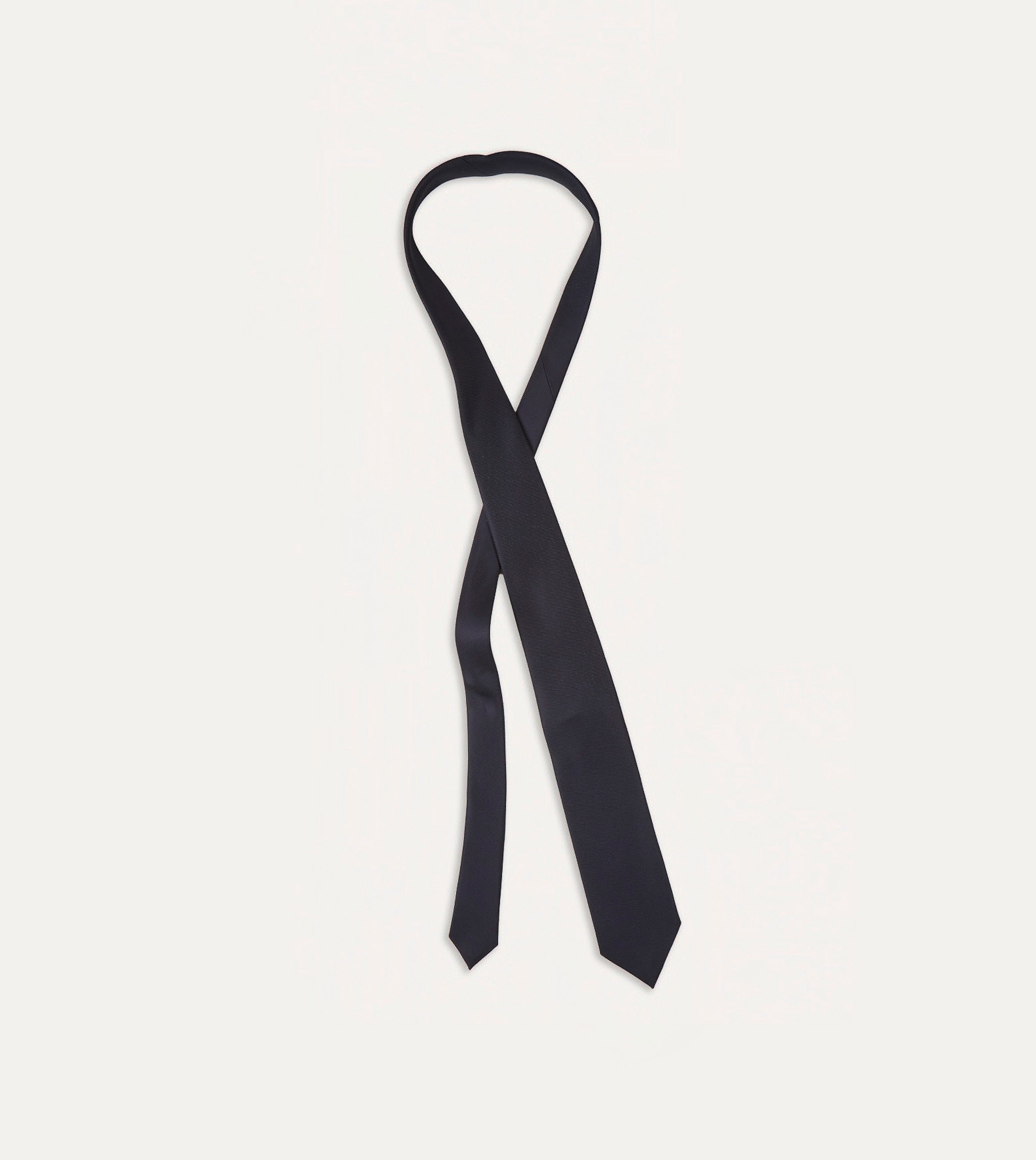 Navy Silk Twill Tipped Tie - Image 4