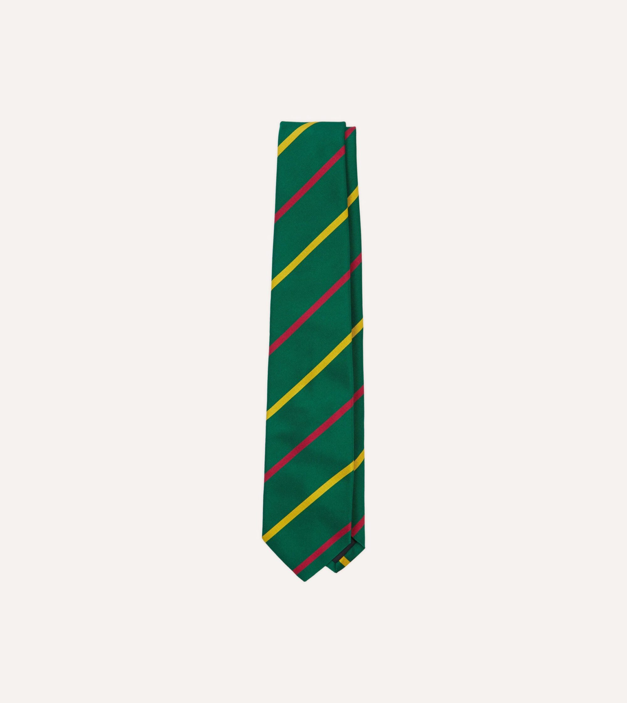 Green. Yellow and Pink Bar Stripe Mogador Silk Tipped Tie