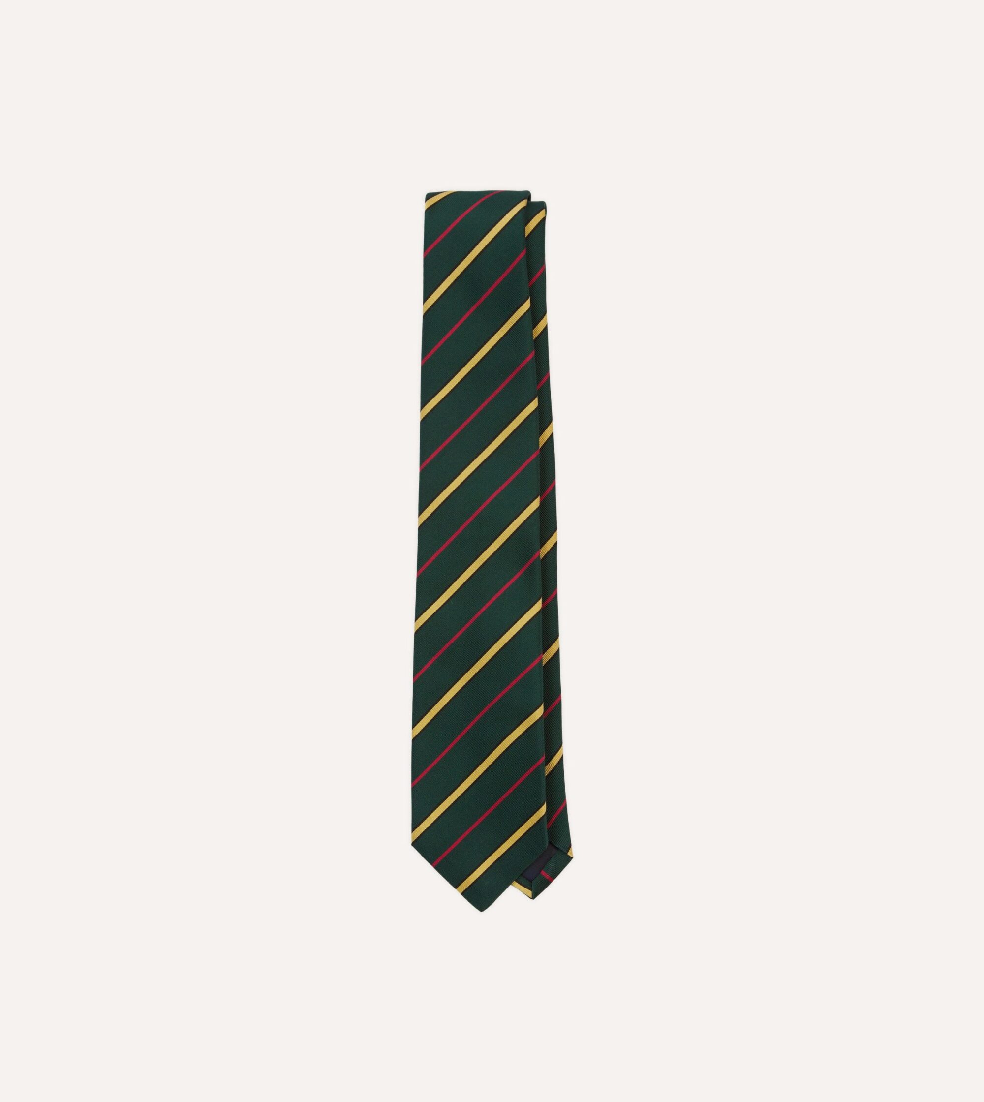 Navy. Red and White Multi Stripe Mogador Silk Tipped Tie