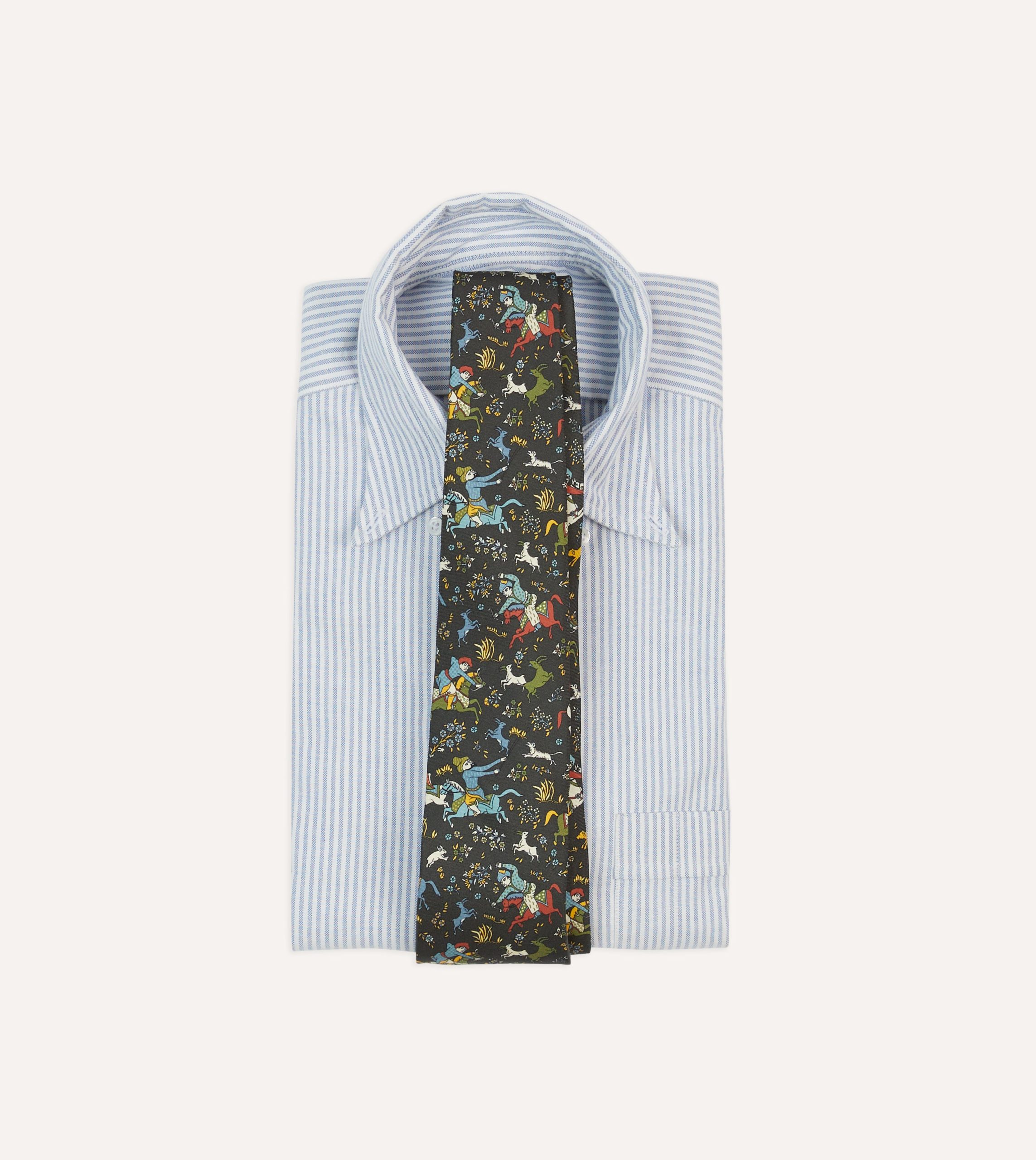 Drake's by A. Levine Black Mughal Print Silk Self Tipped Tie - Image 2