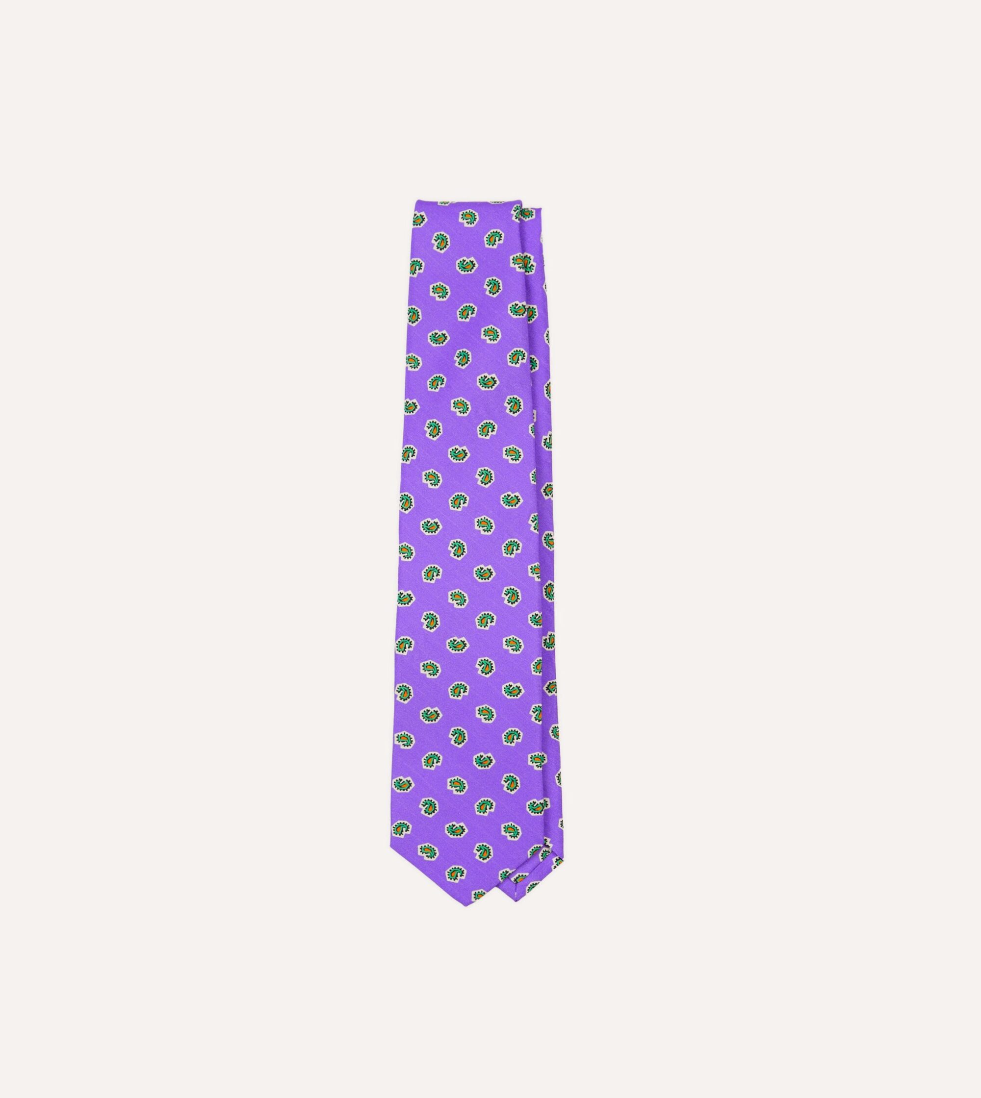 Purple Mini Paisley Silk Self-Tipped Tie
