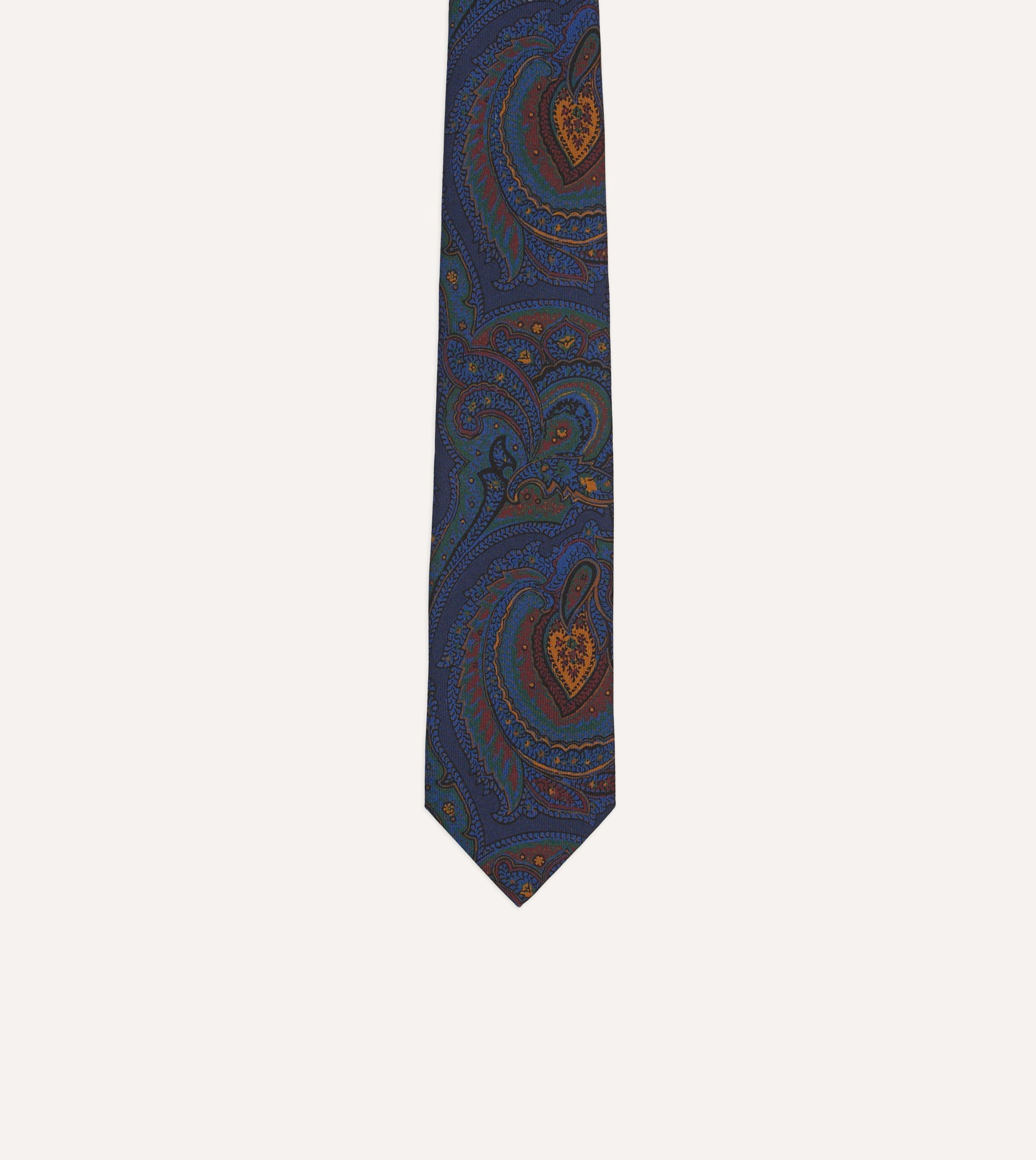 Purple Paisley Print Madder Silk Self-Tipped Tie - Image 3