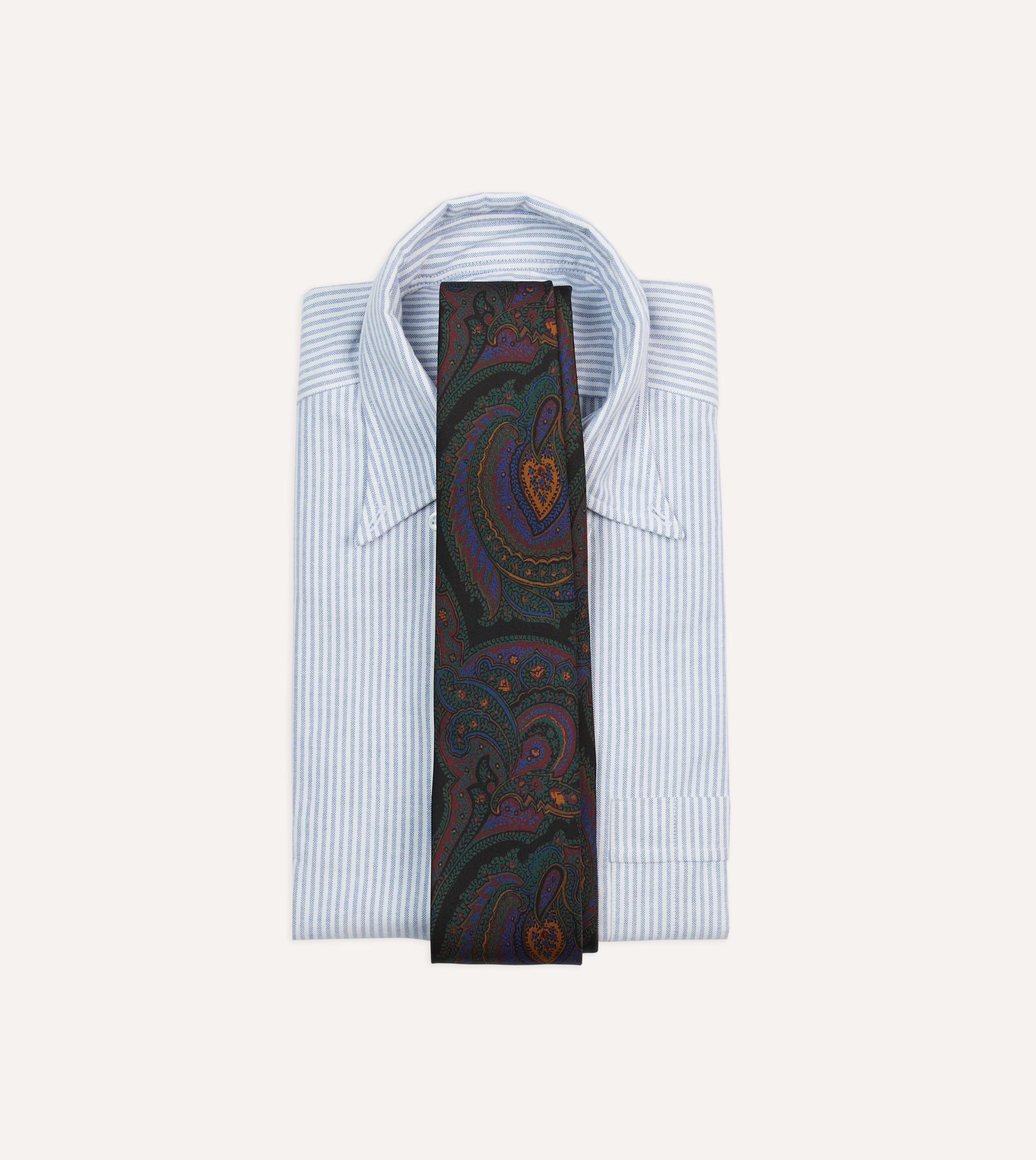 Black Paisley Print Madder Silk Self-Tipped Tie - Image 2