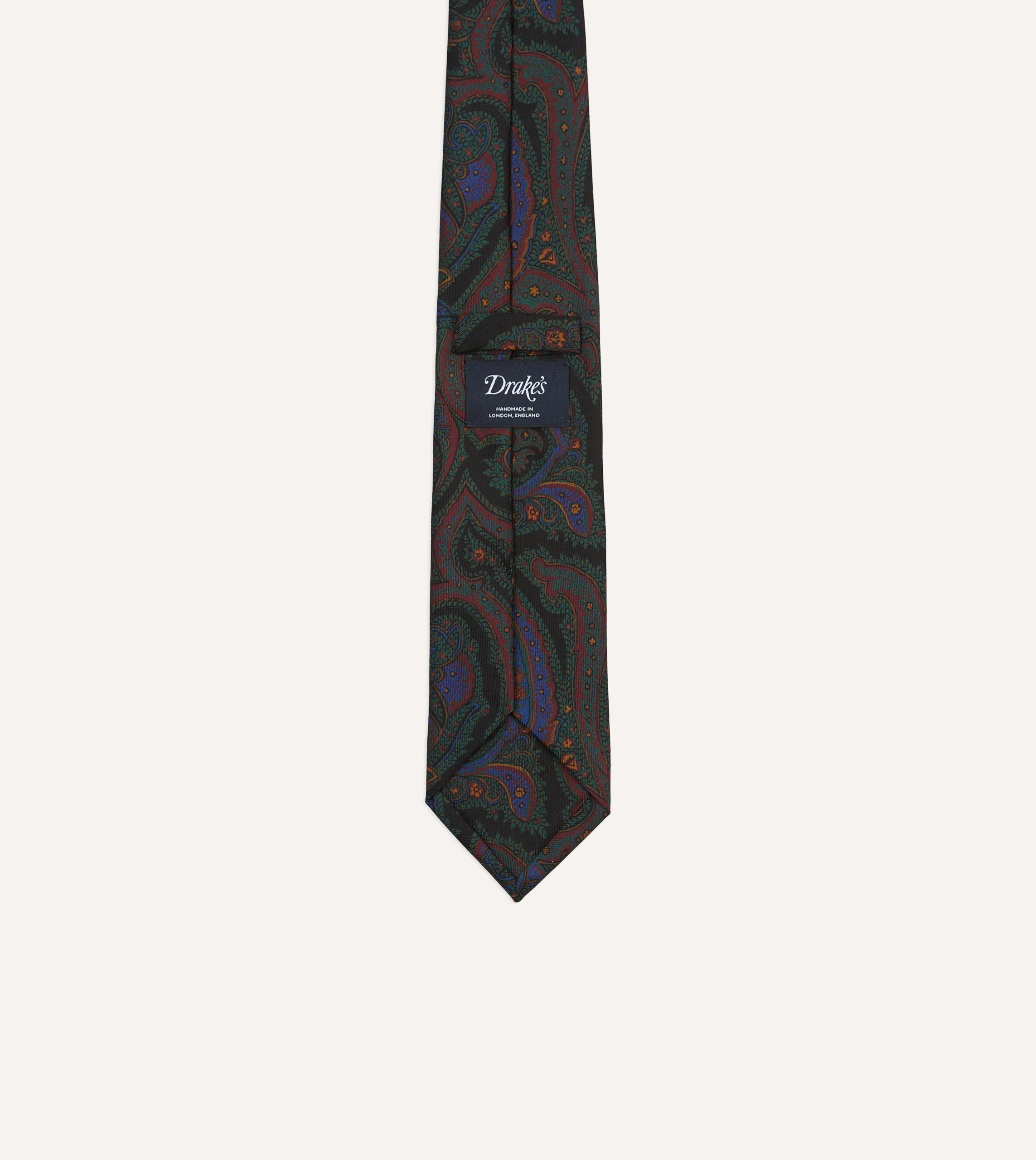 Black Paisley Print Madder Silk Self-Tipped Tie - Image 4