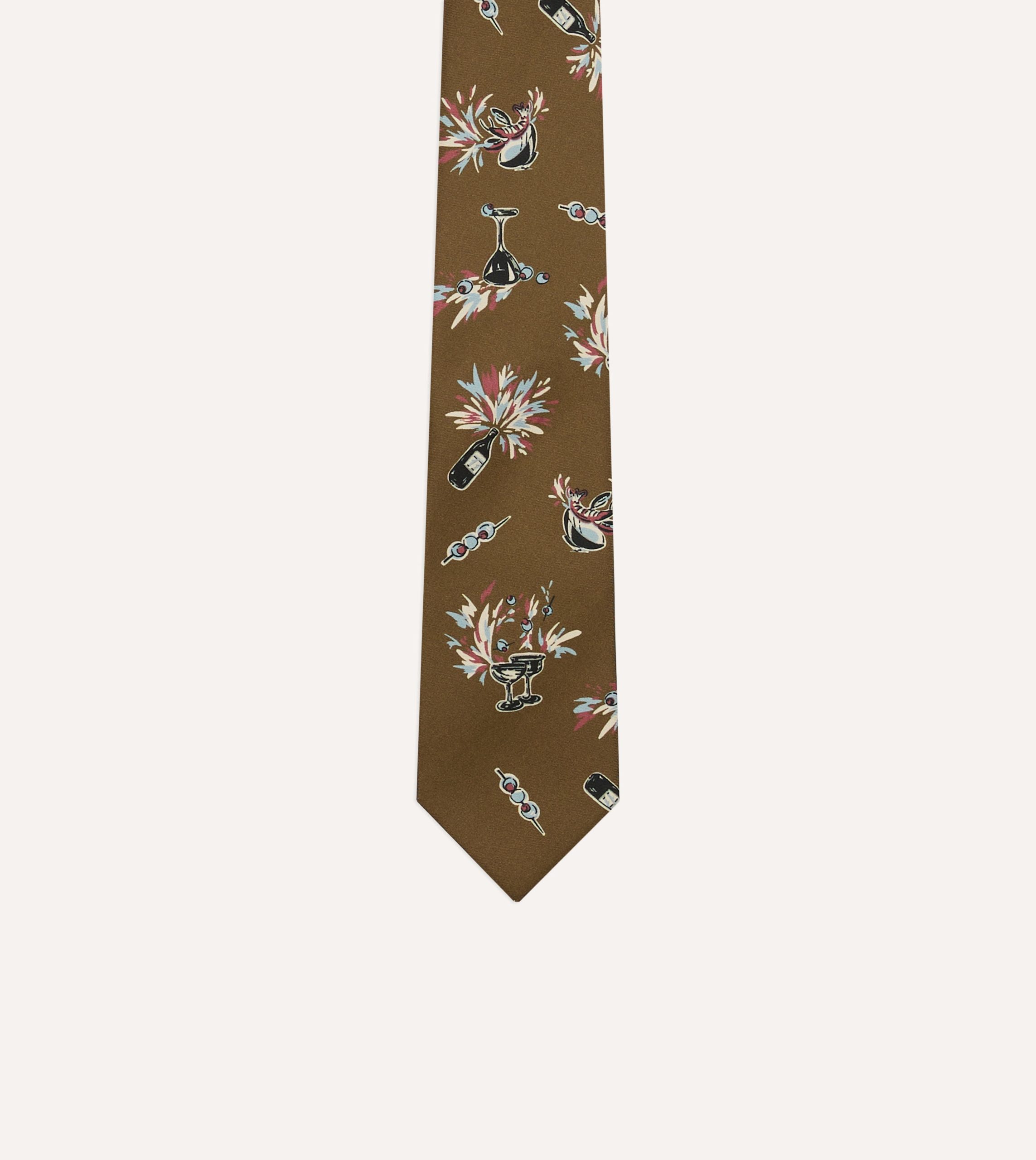 Martini Print Silk Self Tipped Tie - Image 3
