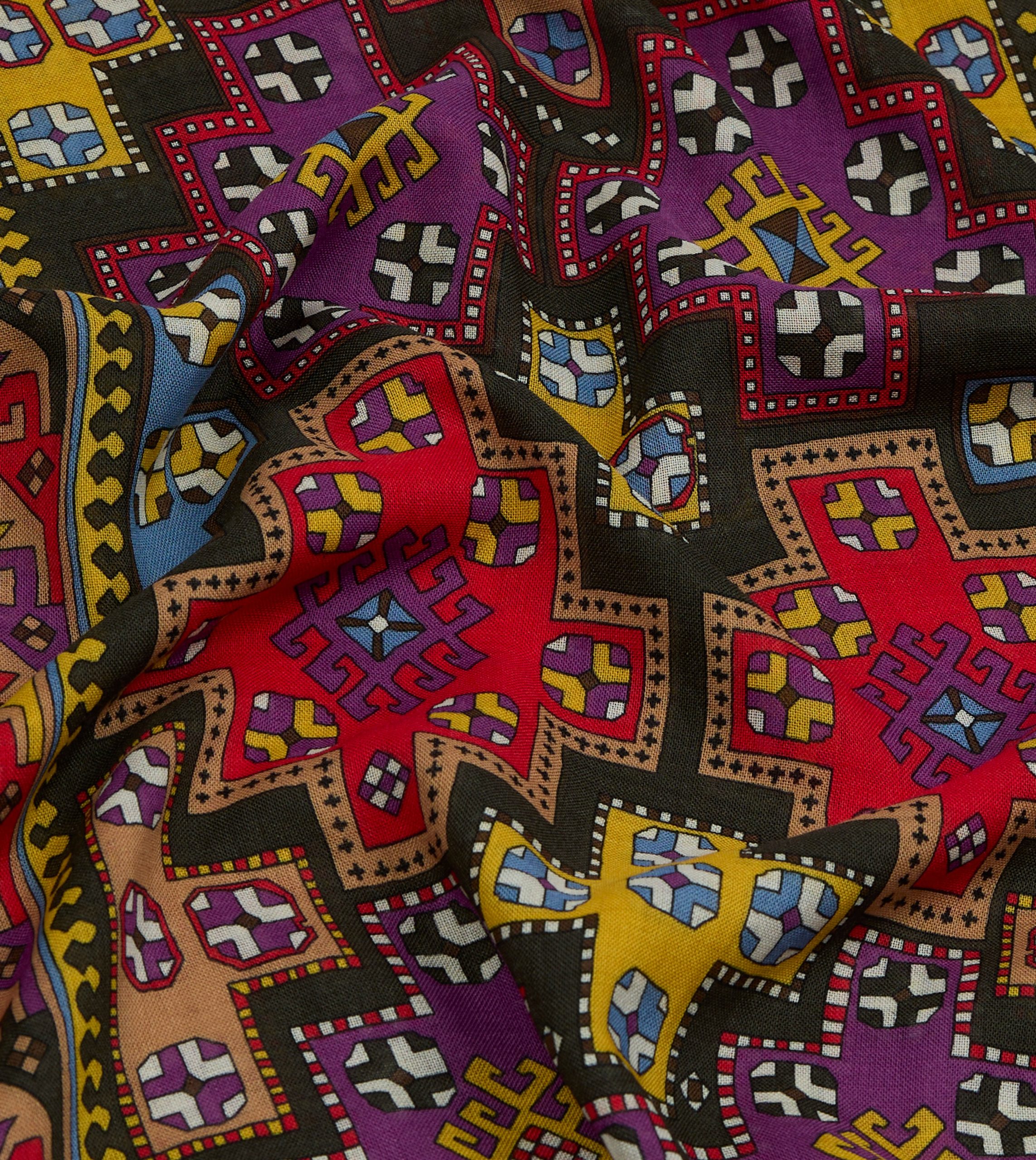 Drake's by A. Levine Black Geometric Print Tubular Wool Silk Scarf - Image 2