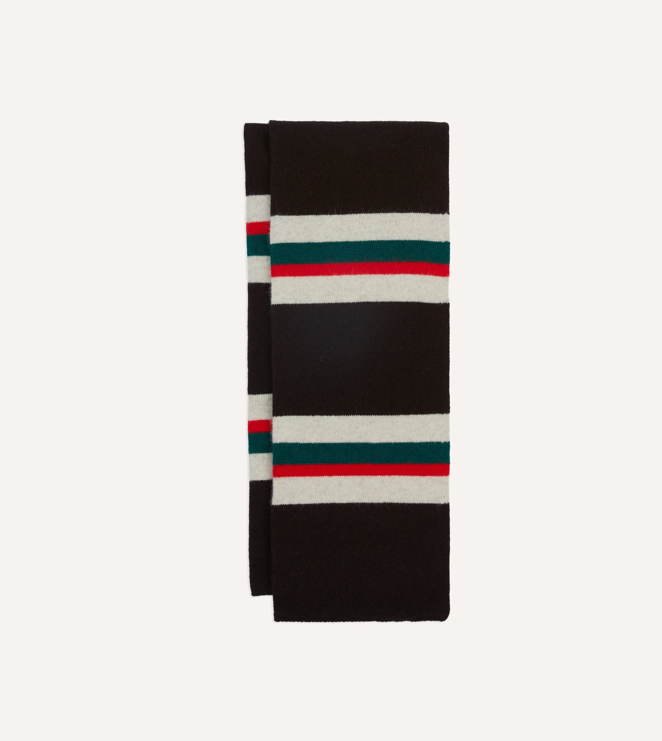 Brown. Red and Green Stripe Geelongora Tubular Scarf