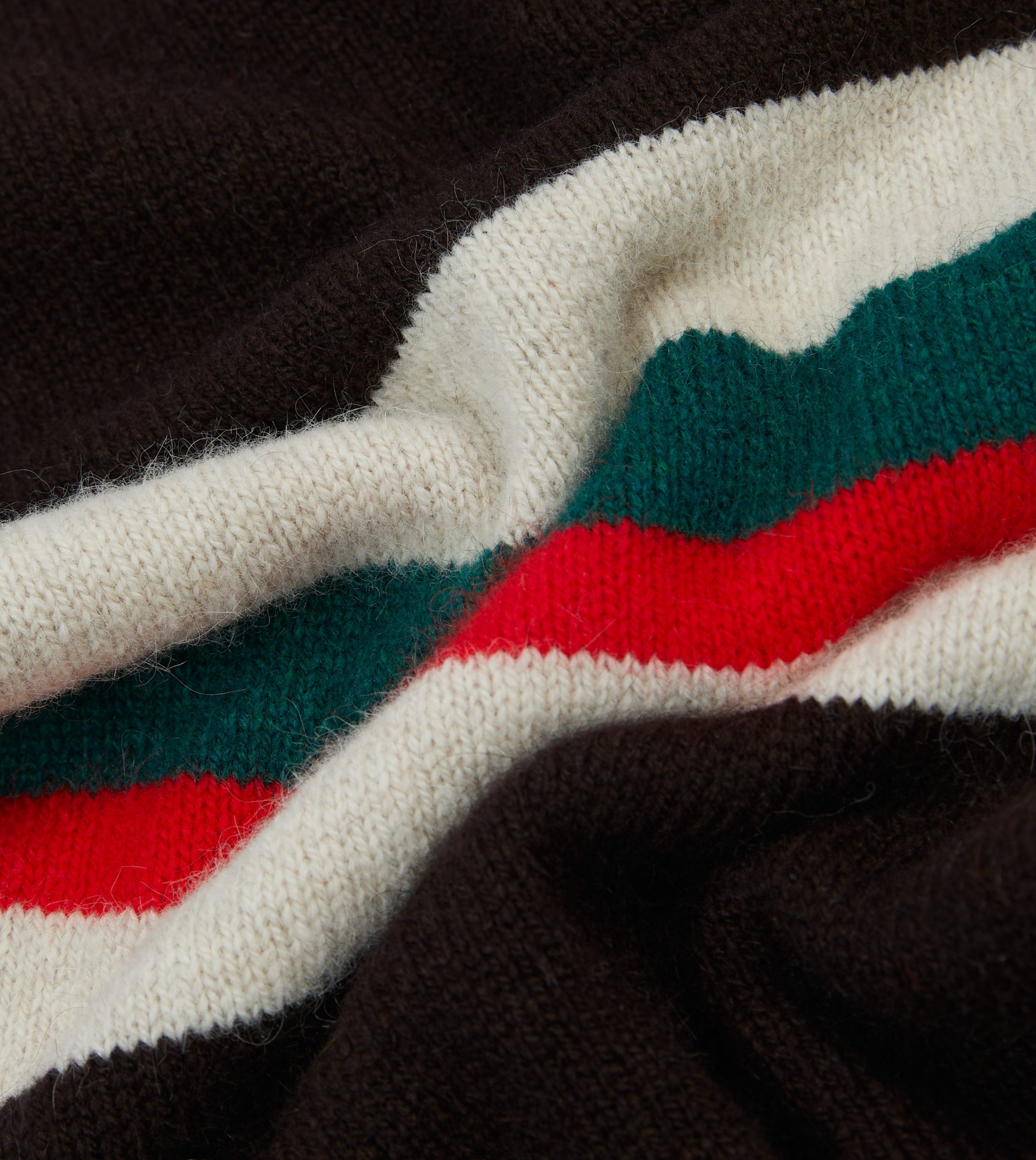 Brown. Red and Green Stripe Geelongora Tubular Scarf - Image 2