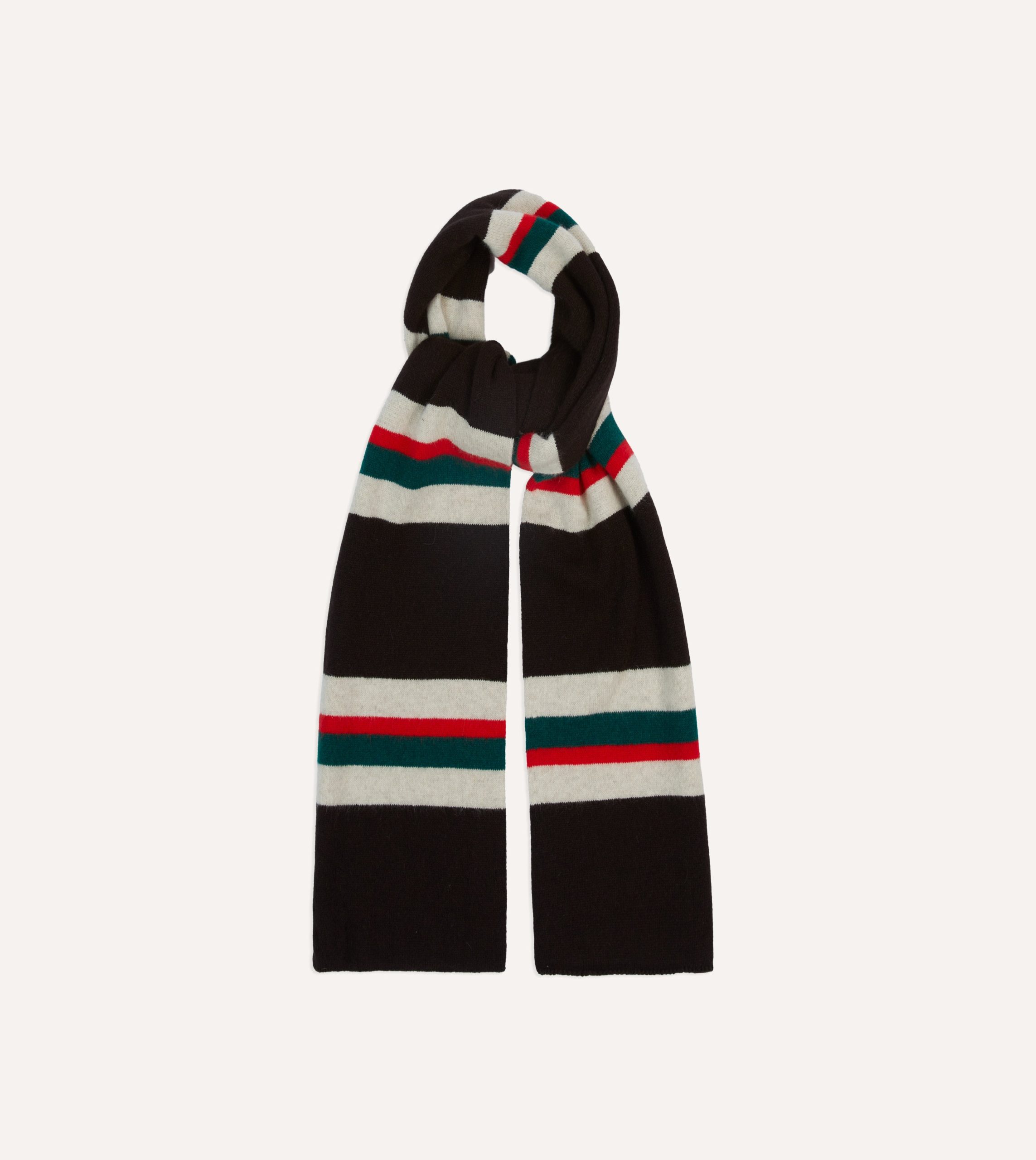 Brown. Red and Green Stripe Geelongora Tubular Scarf - Image 4