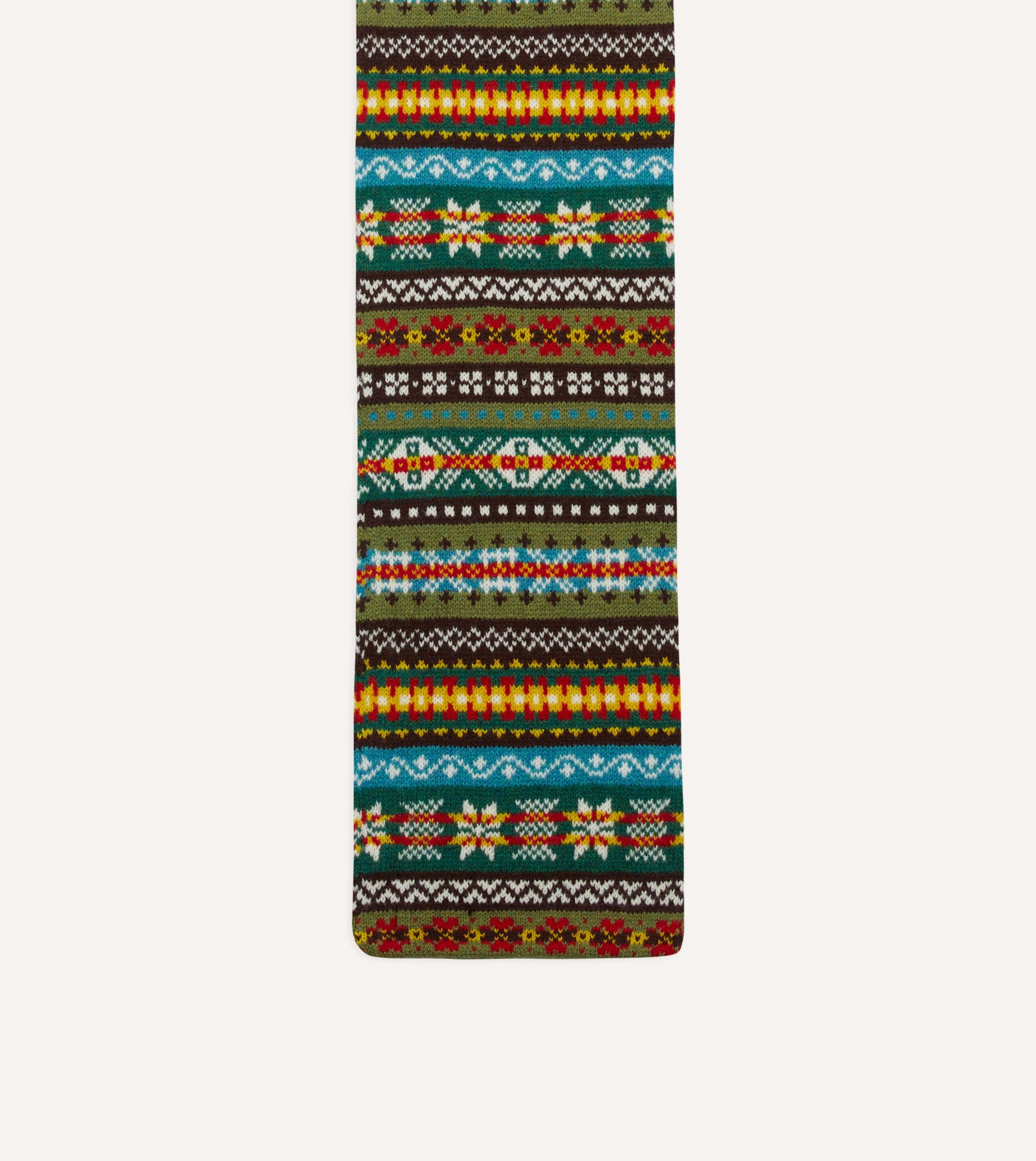 Green Fair Isle Lambswool Scarf - Image 3
