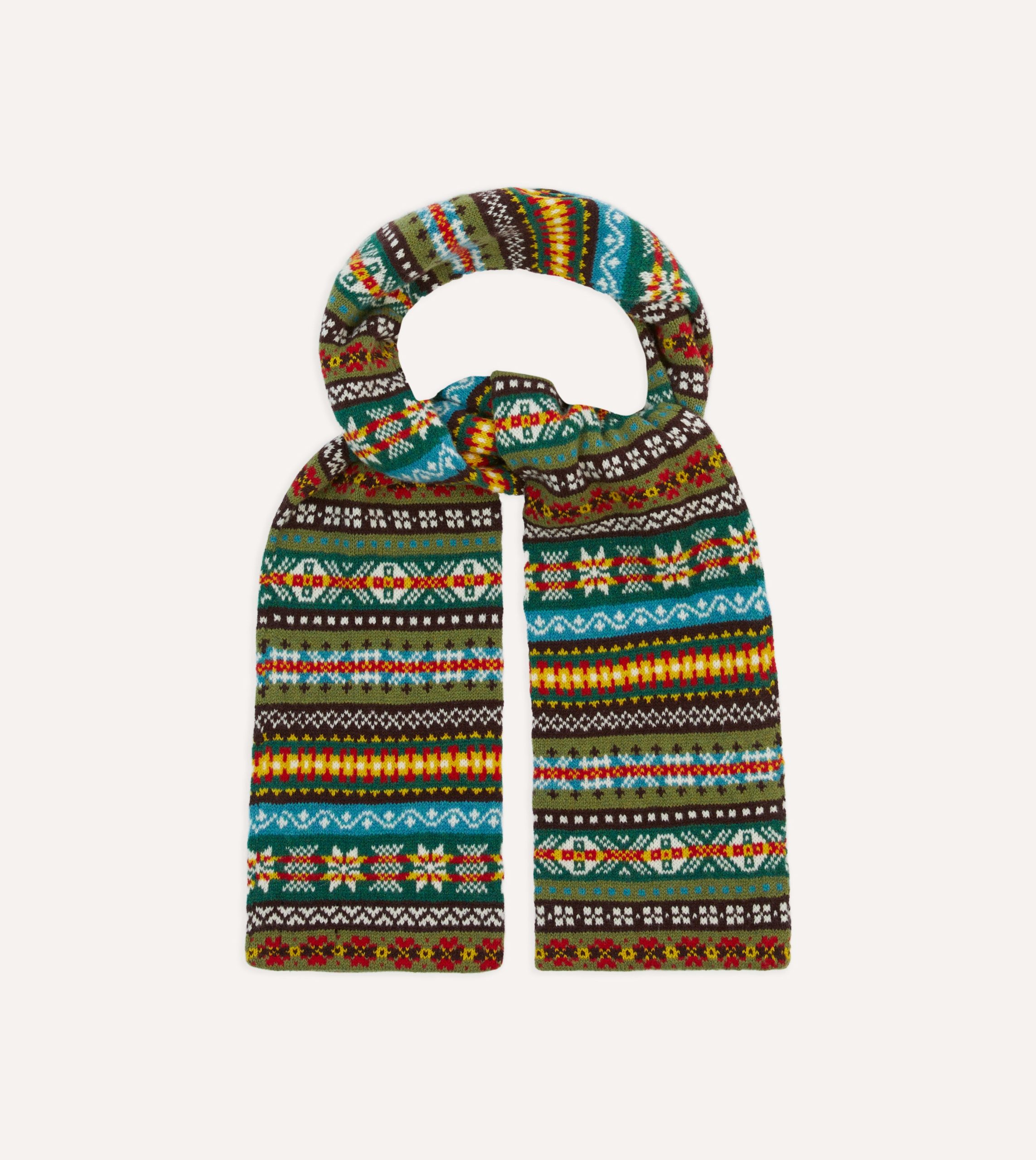 Green Fair Isle Lambswool Scarf - Image 4