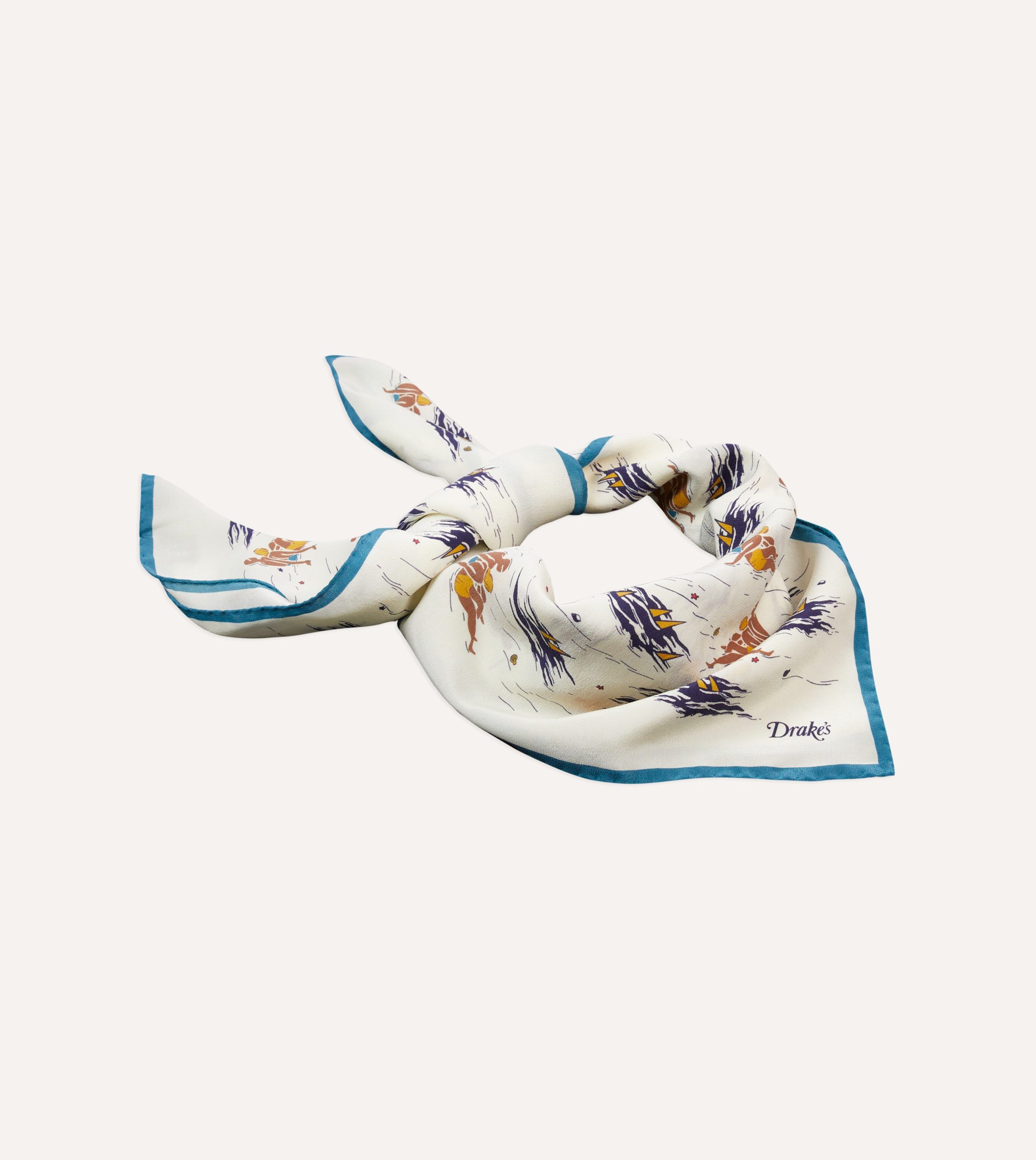 Ecru Bathers Print Silk Bandana - Image 4