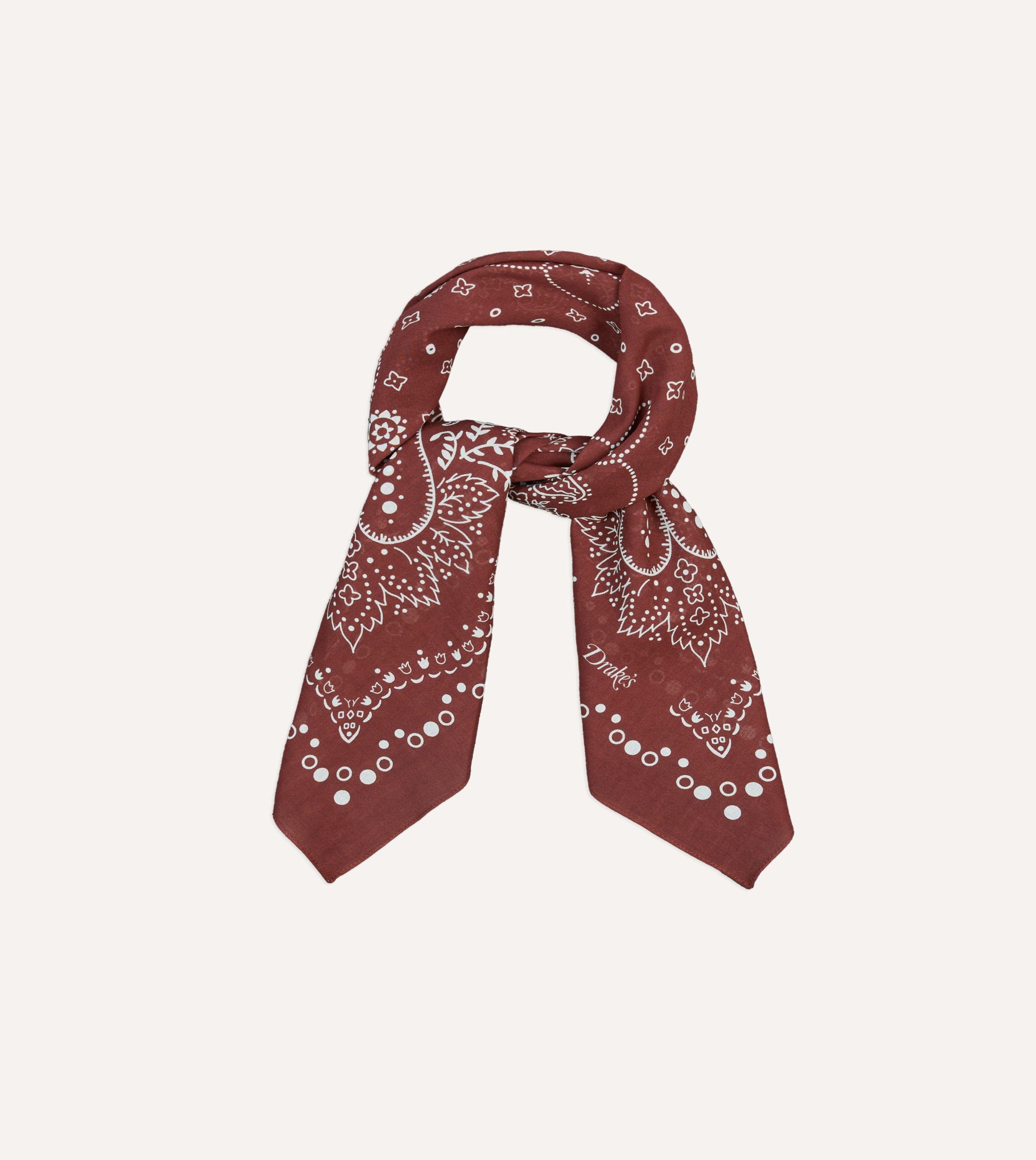 Burgundy Trad Paisley Print Cotton Bandana - Image 4