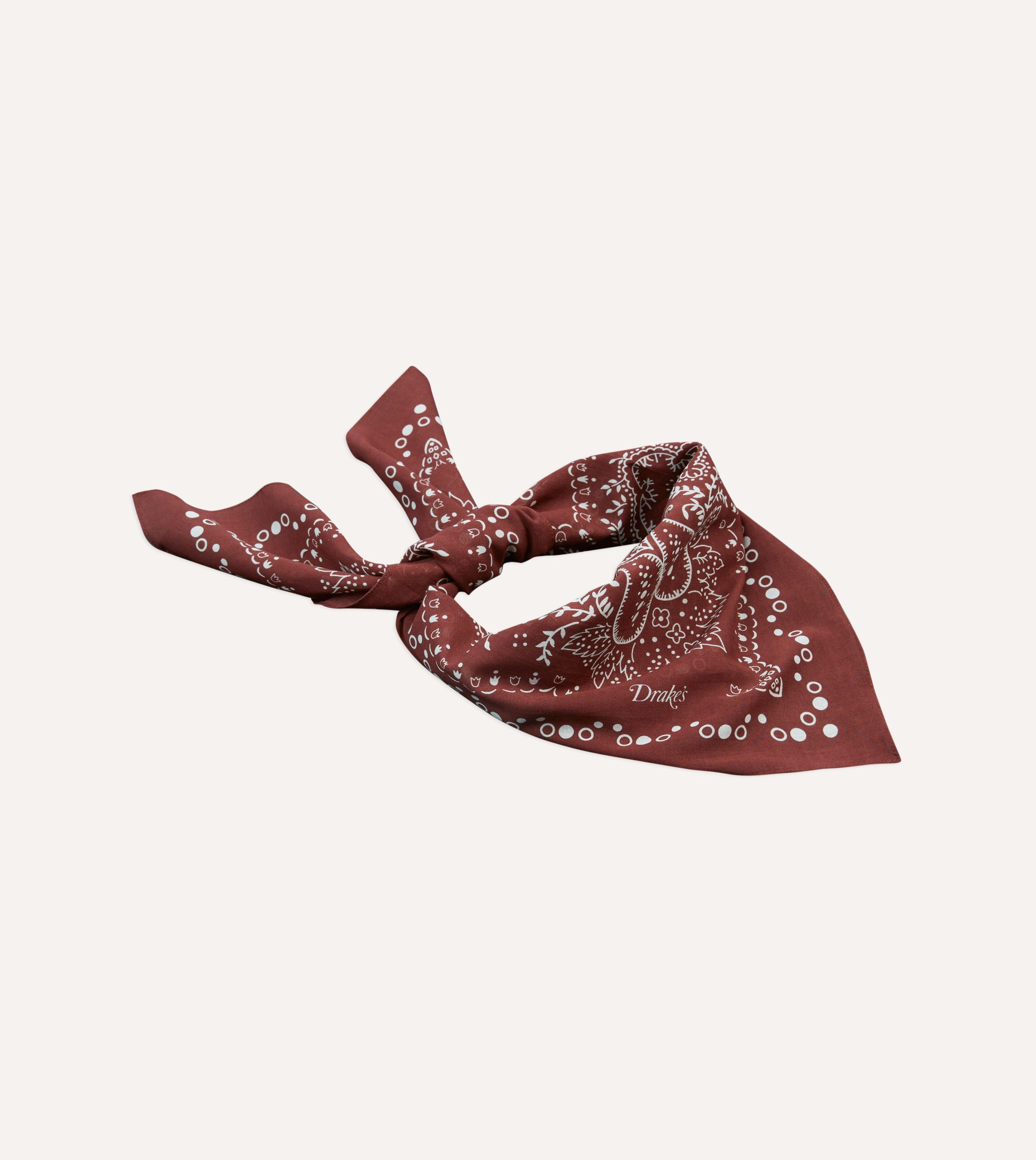Burgundy Trad Paisley Print Cotton Bandana - Image 5