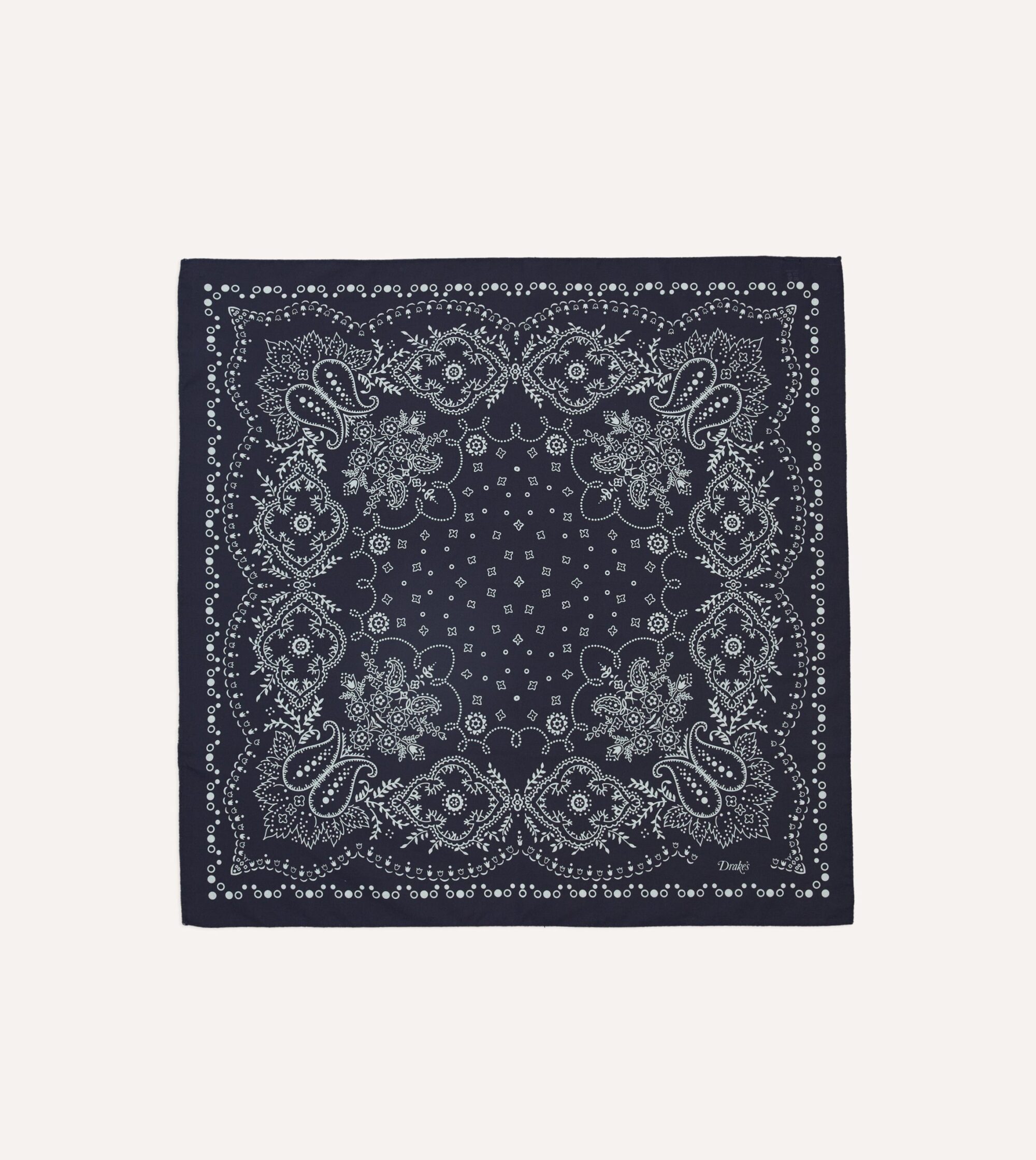 Navy Trad Paisley Print Cotton Bandana