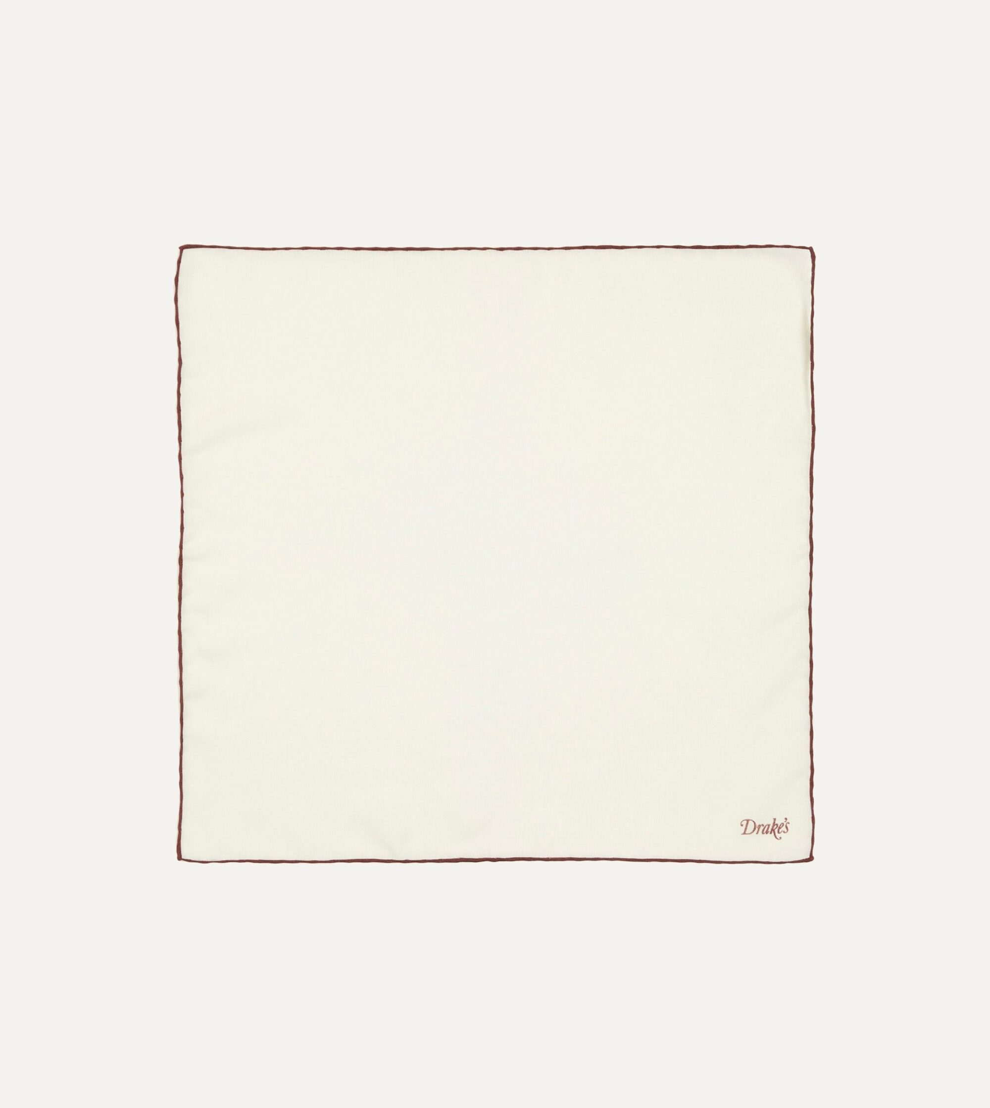 Ivory and Burgundy Shoestring Border Silk Pocket Square