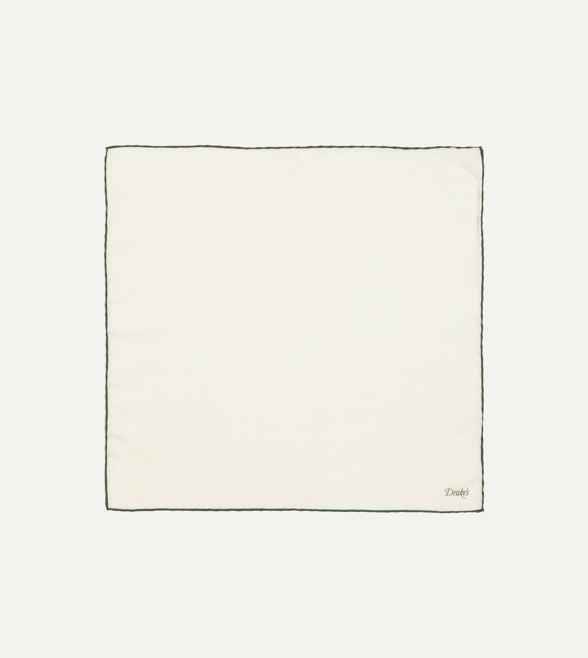 Ivory and Green Shoestring Border Silk Pocket Square