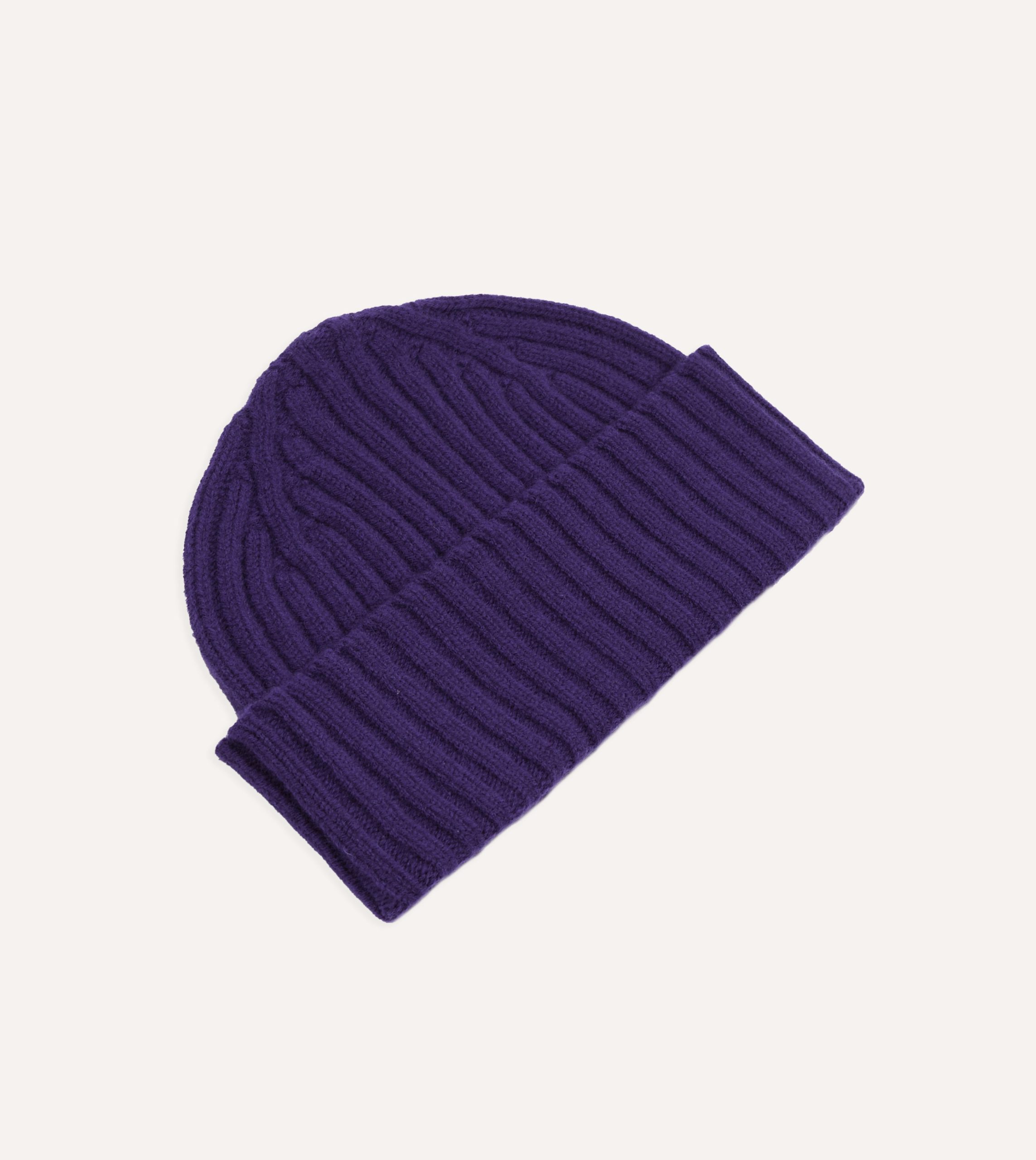 Purple Lambswool Ribbed Knit Cap - Image 3