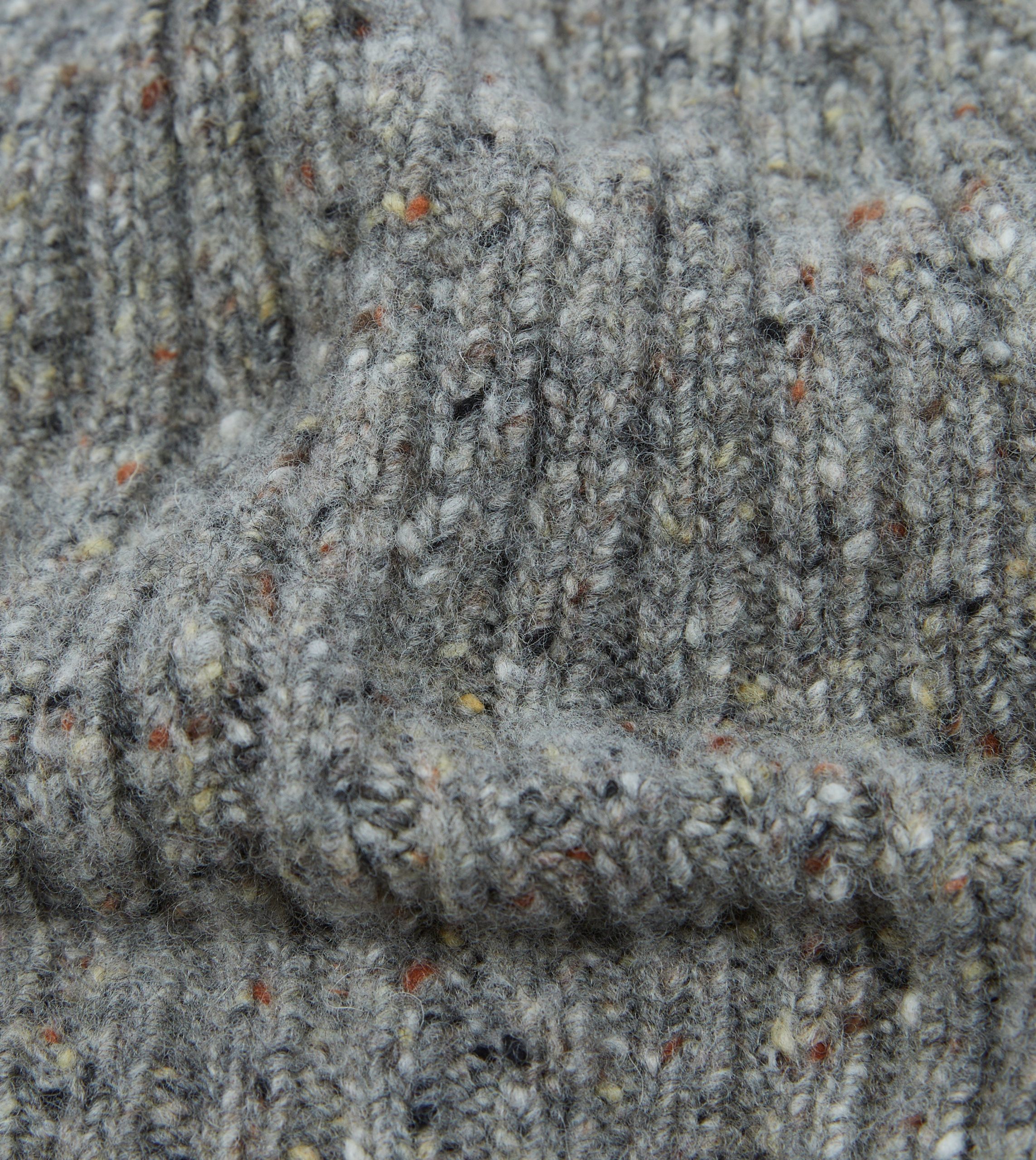 Light Grey Donegal Ribbed Merino Knit Cap - Image 2