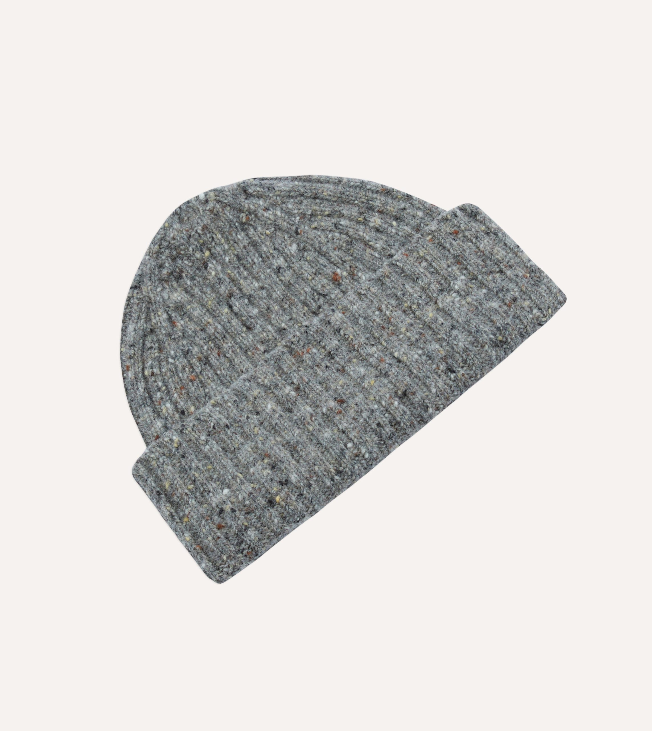 Light Grey Donegal Ribbed Merino Knit Cap - Image 4