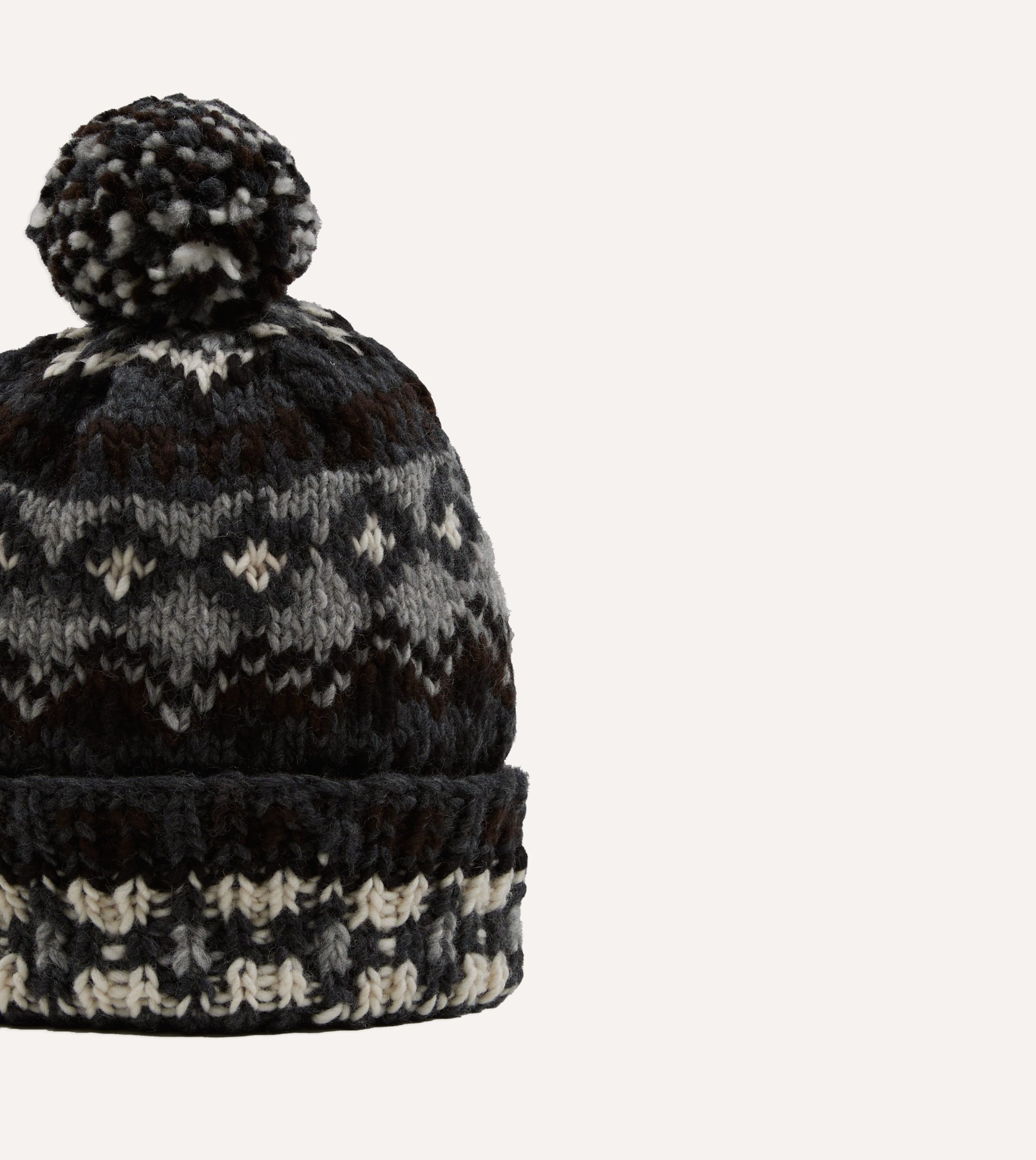 Chamula Grey Fairisle Merino Knit Cap - Image 4