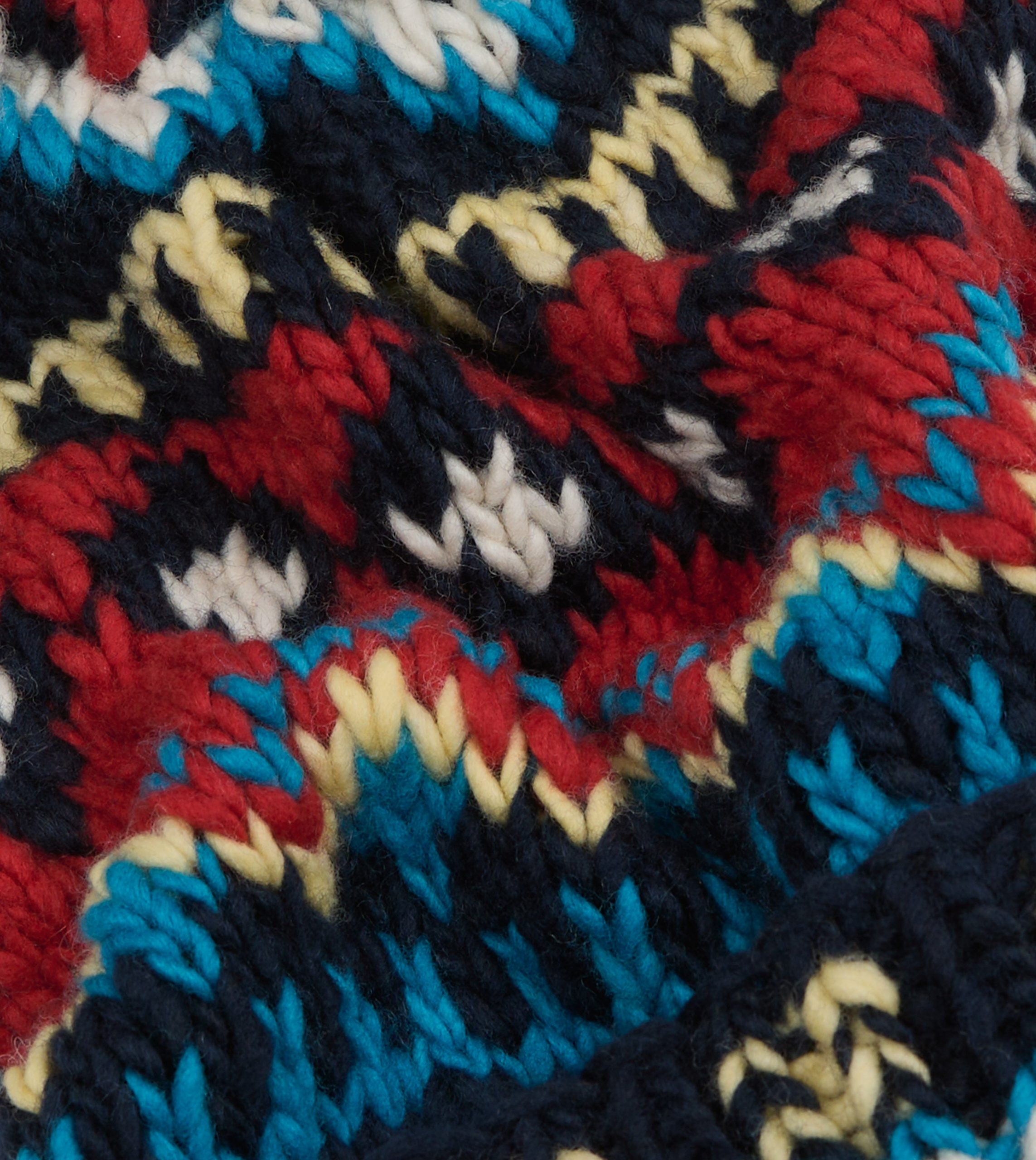 Chamula Navy. Orange and Yellow Fairisle Merino Knit Cap - Image 2
