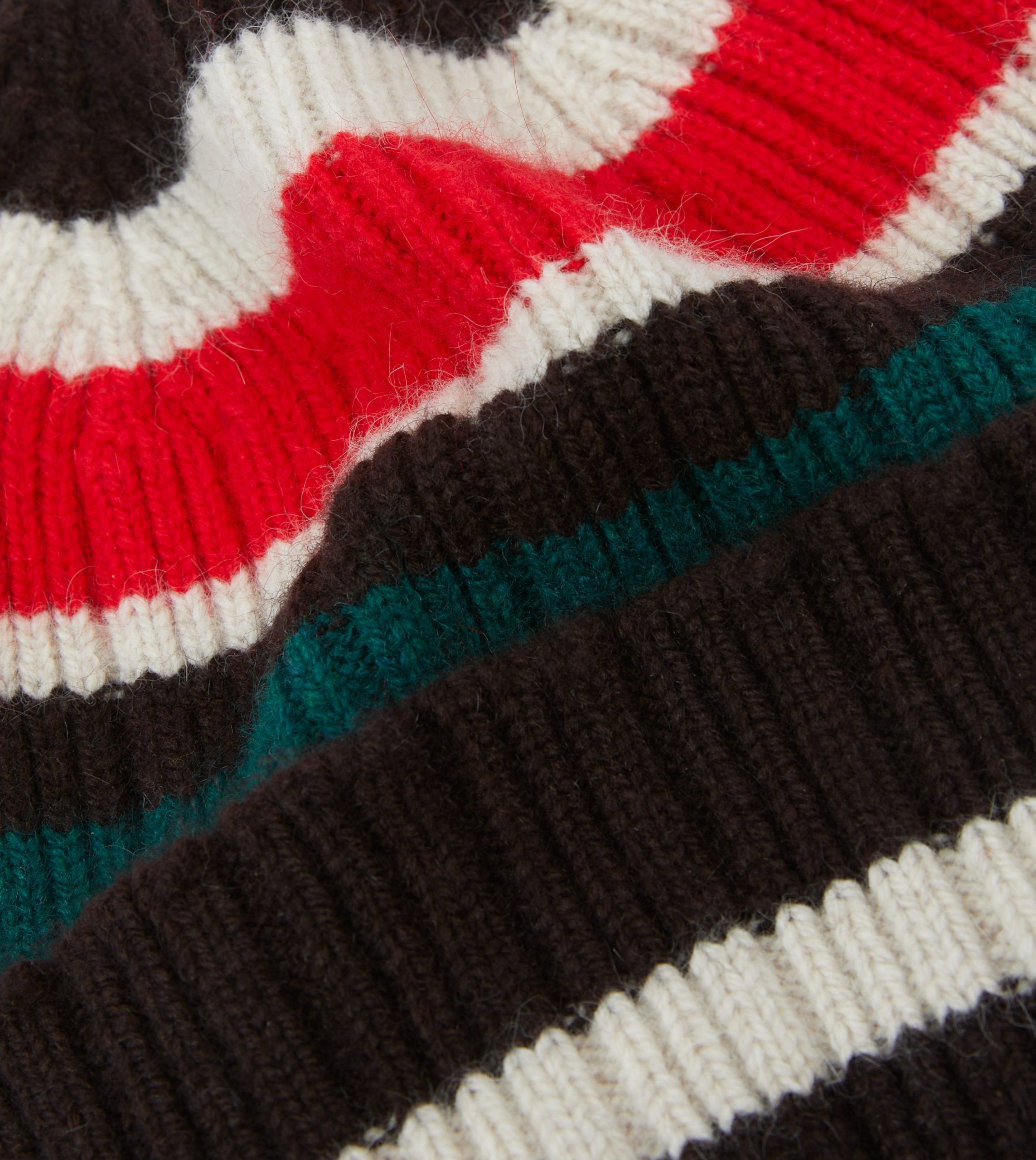Brown. Ecru and Red Multi Stripe Geelongora Ribbed Knit Cap - Image 2