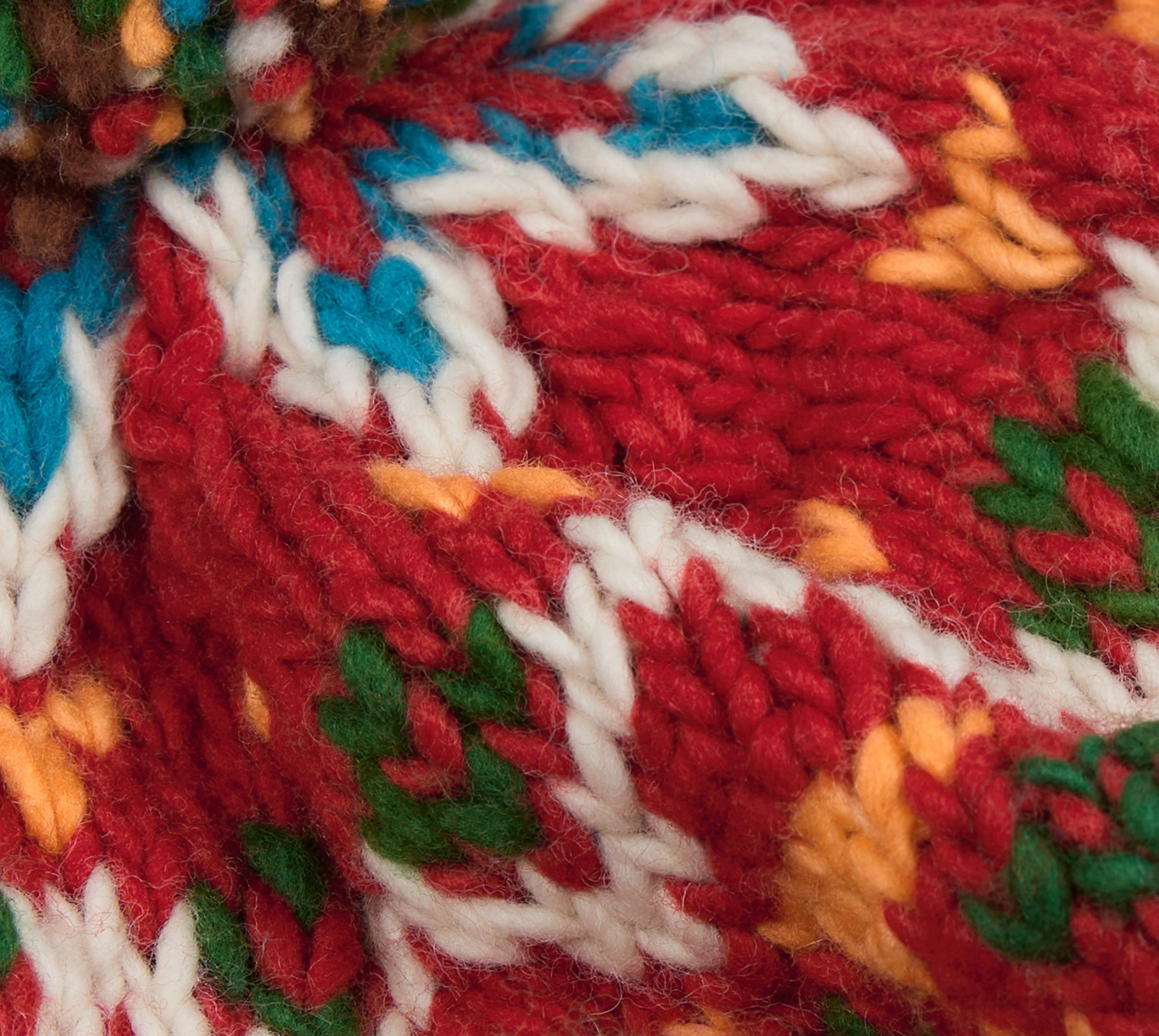 Chamula Brown and Red Fairisle Merino Knit Cap - Image 2