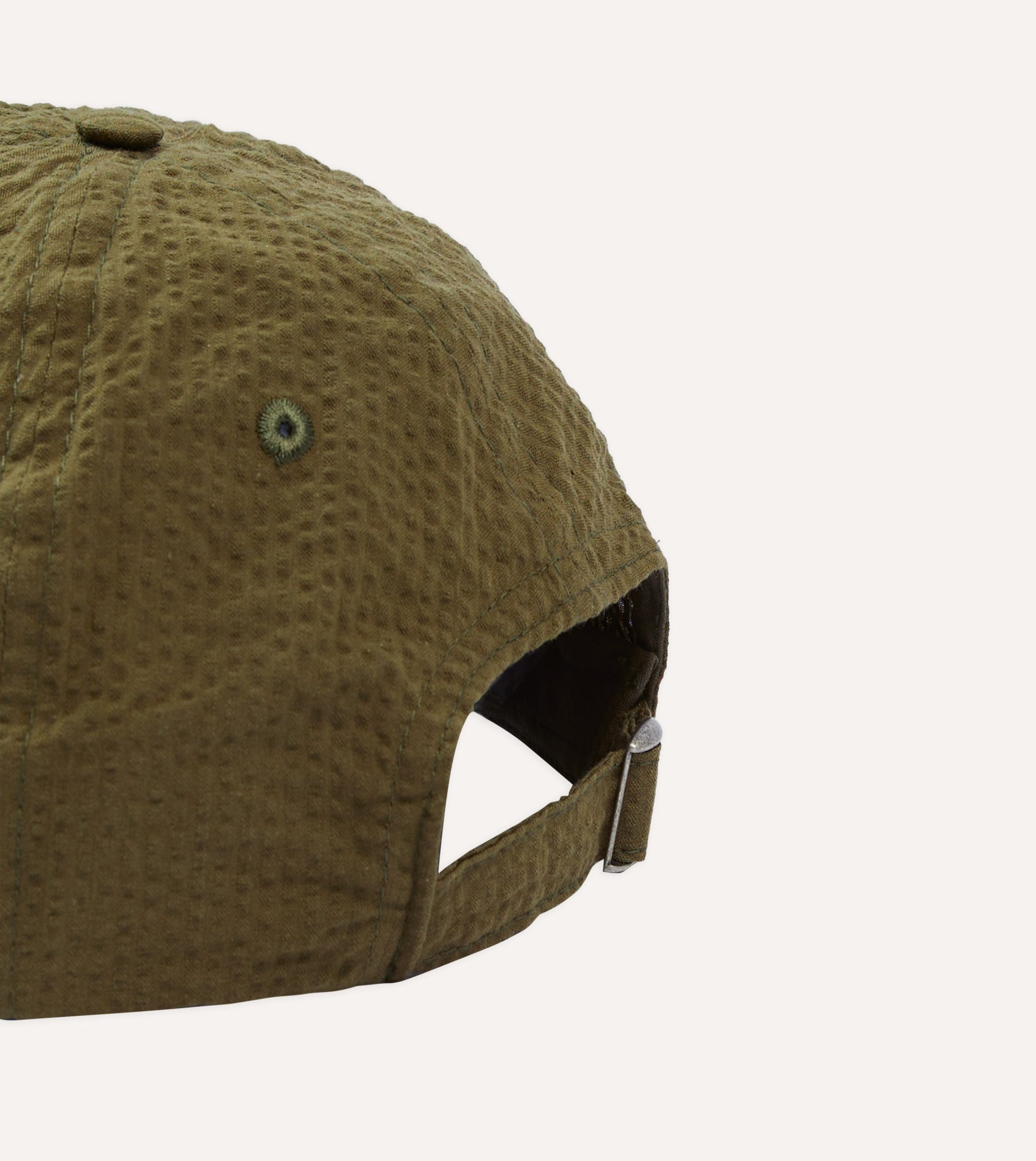 Green Seersucker Cotton Baseball Cap - Image 2