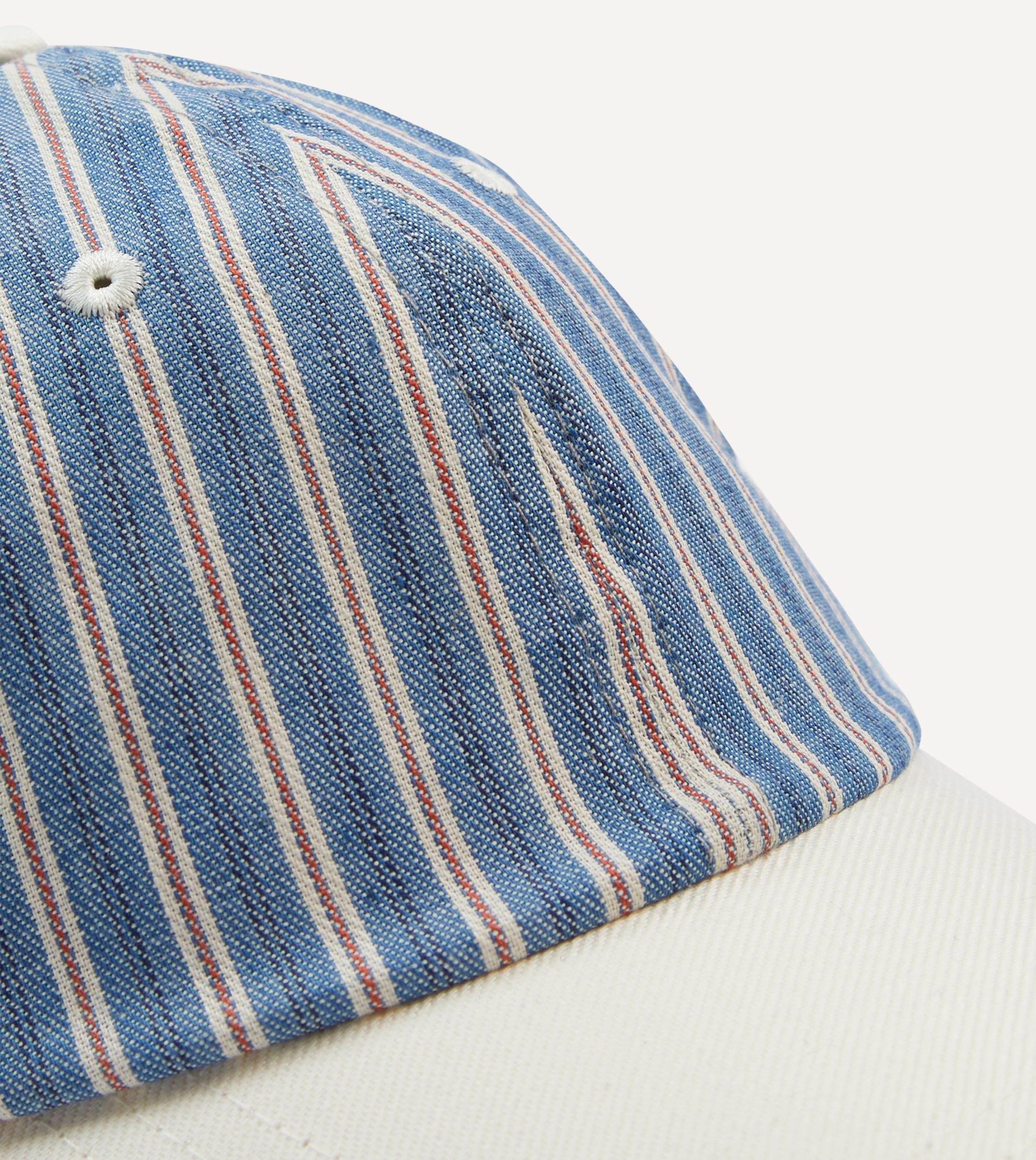 Indigo Stripe Cotton Baseball Cap - Image 3