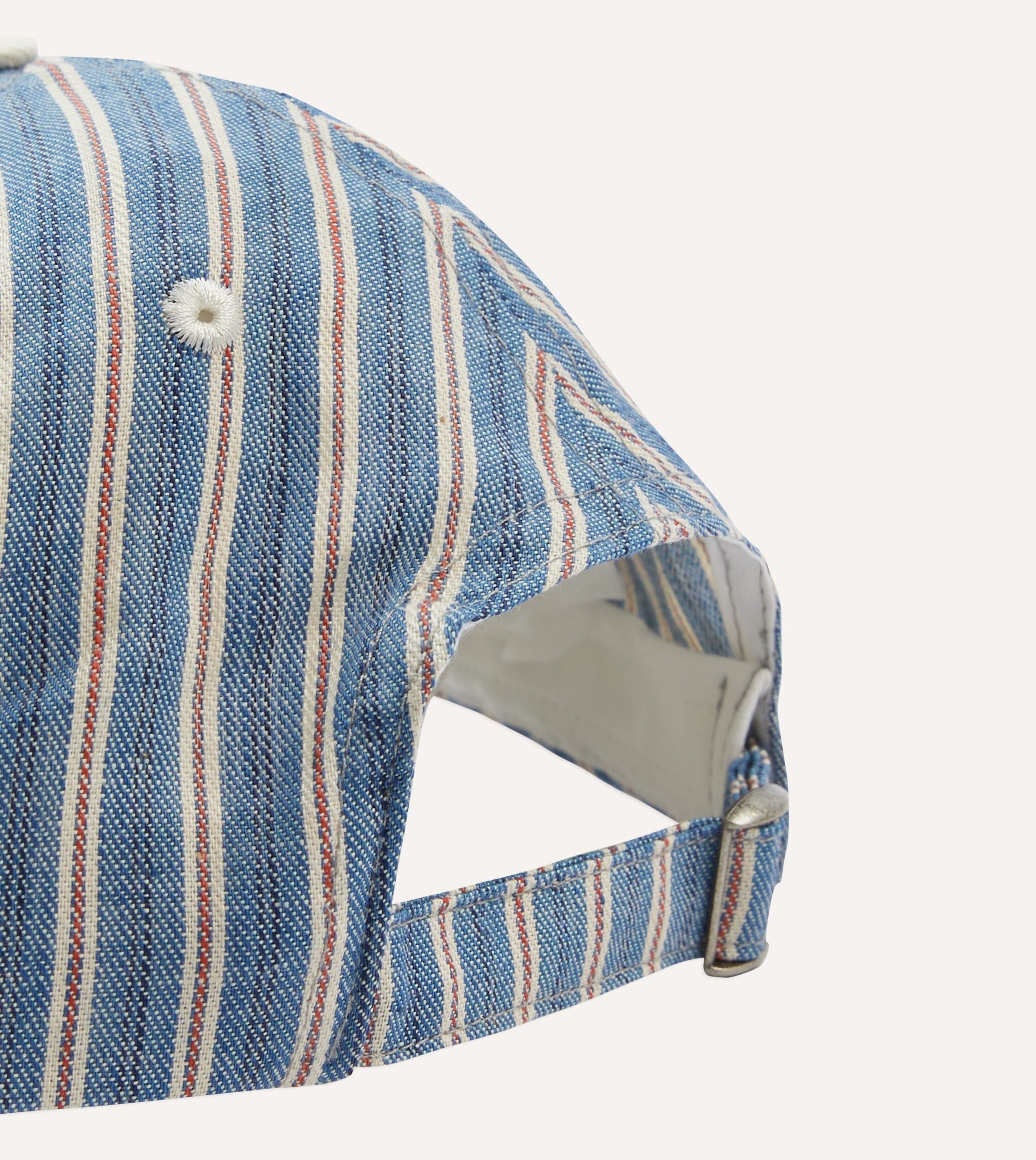 Indigo Stripe Cotton Baseball Cap - Image 2