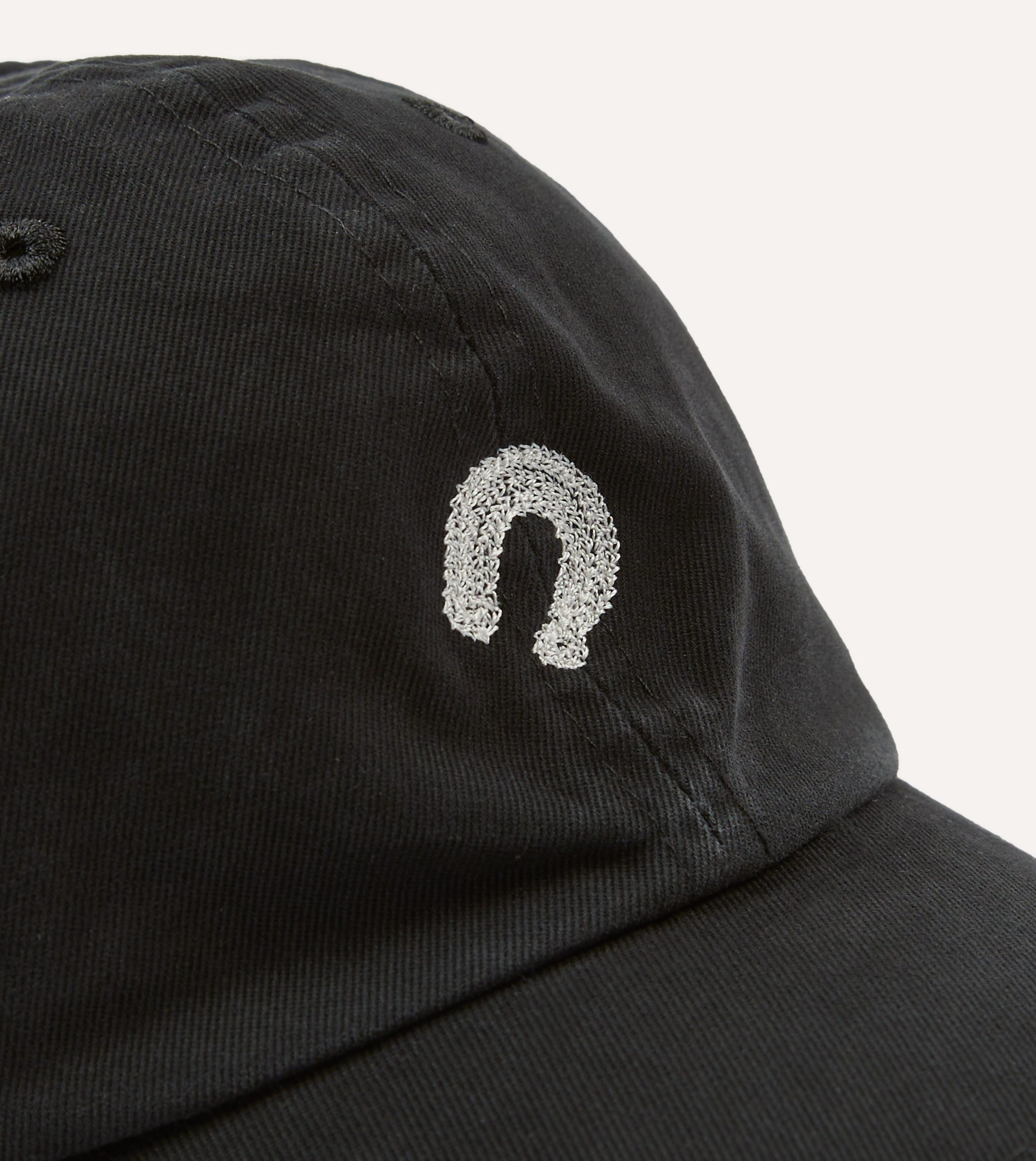 Black Horseshoe Cotton Twill Baseball Cap - Image 2