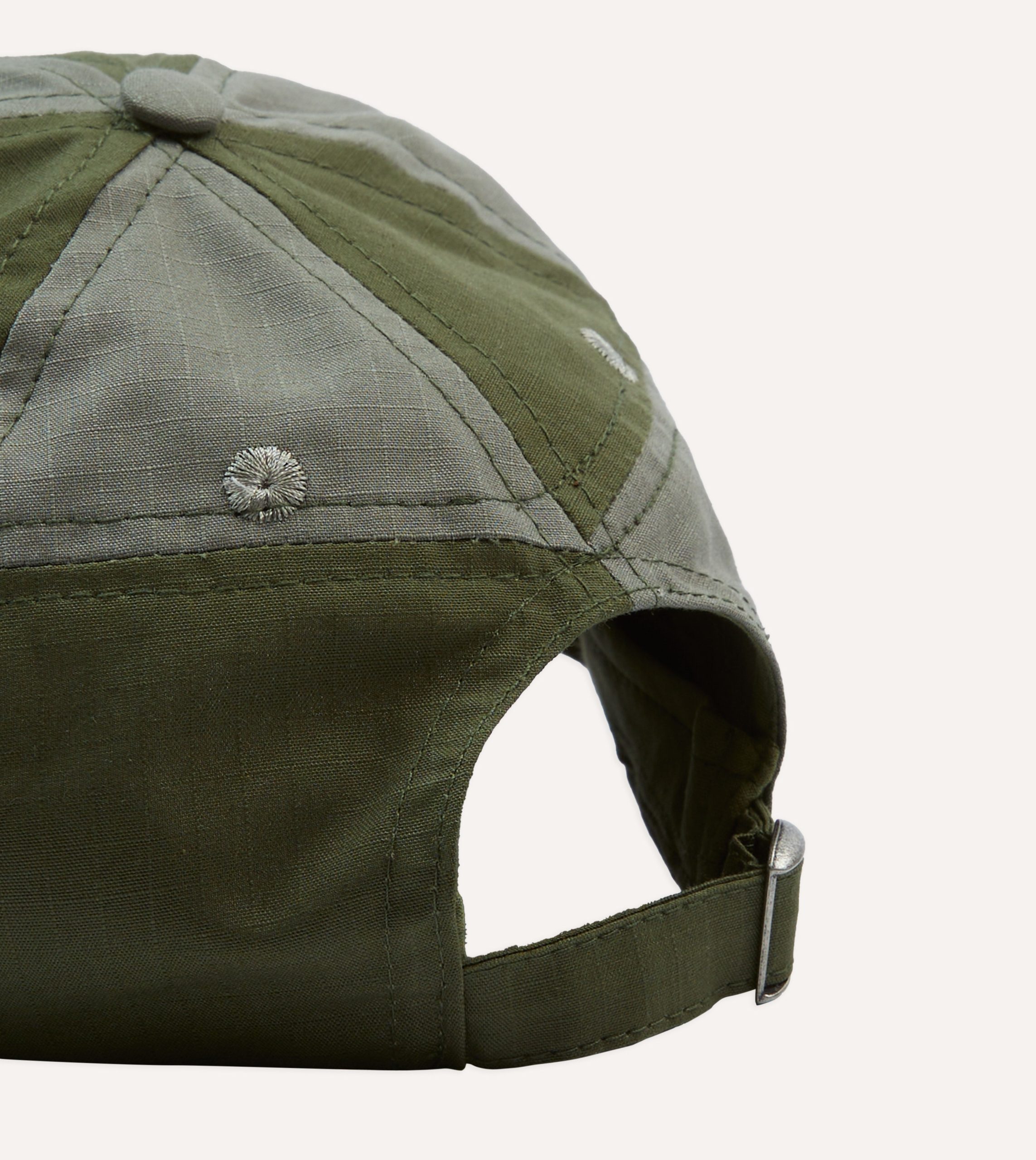 Green Ripstop Cotton Patchwork Baseball Cap - Image 2