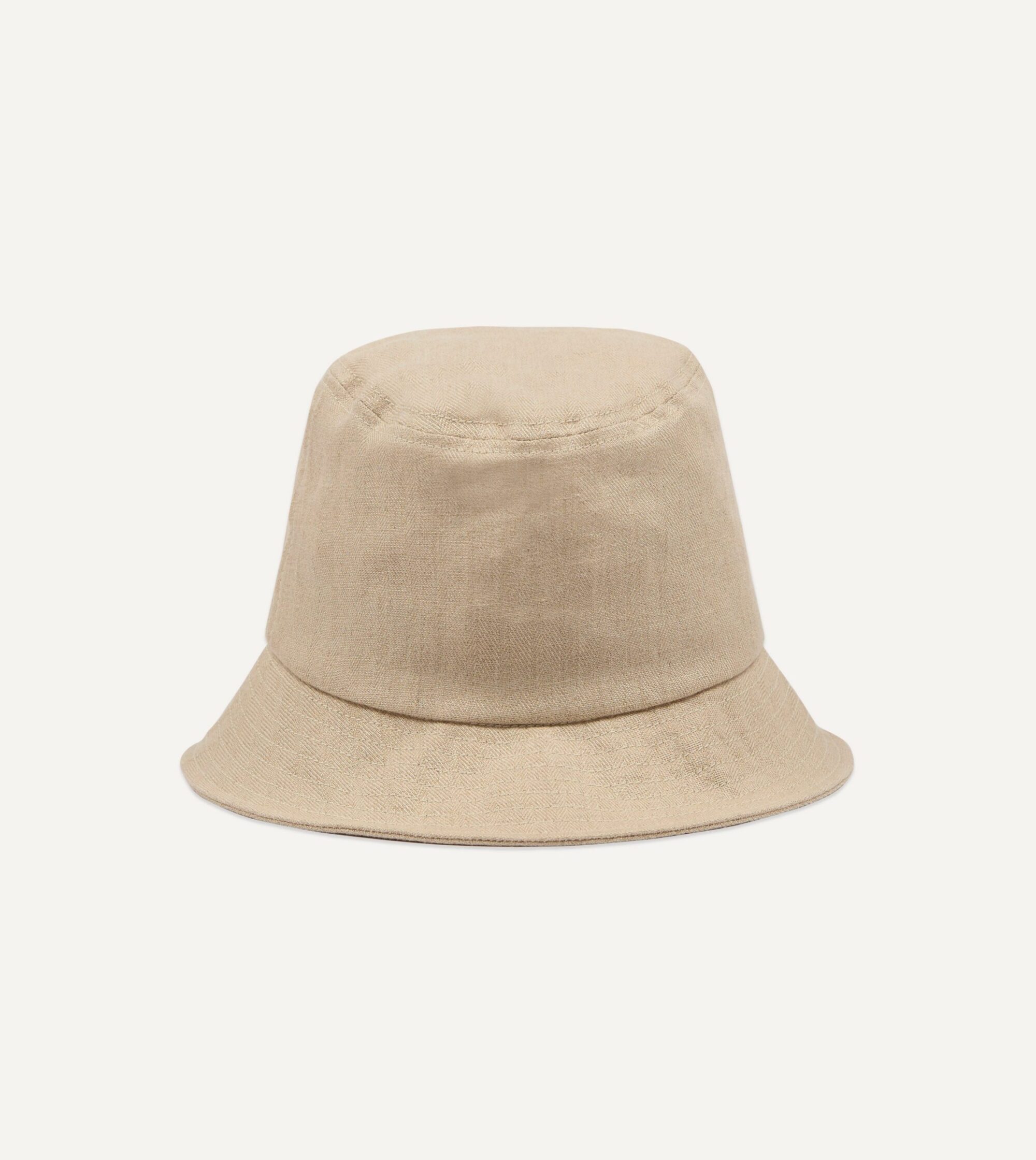 Cableami Ecru Herringbone Linen Bucket Hat