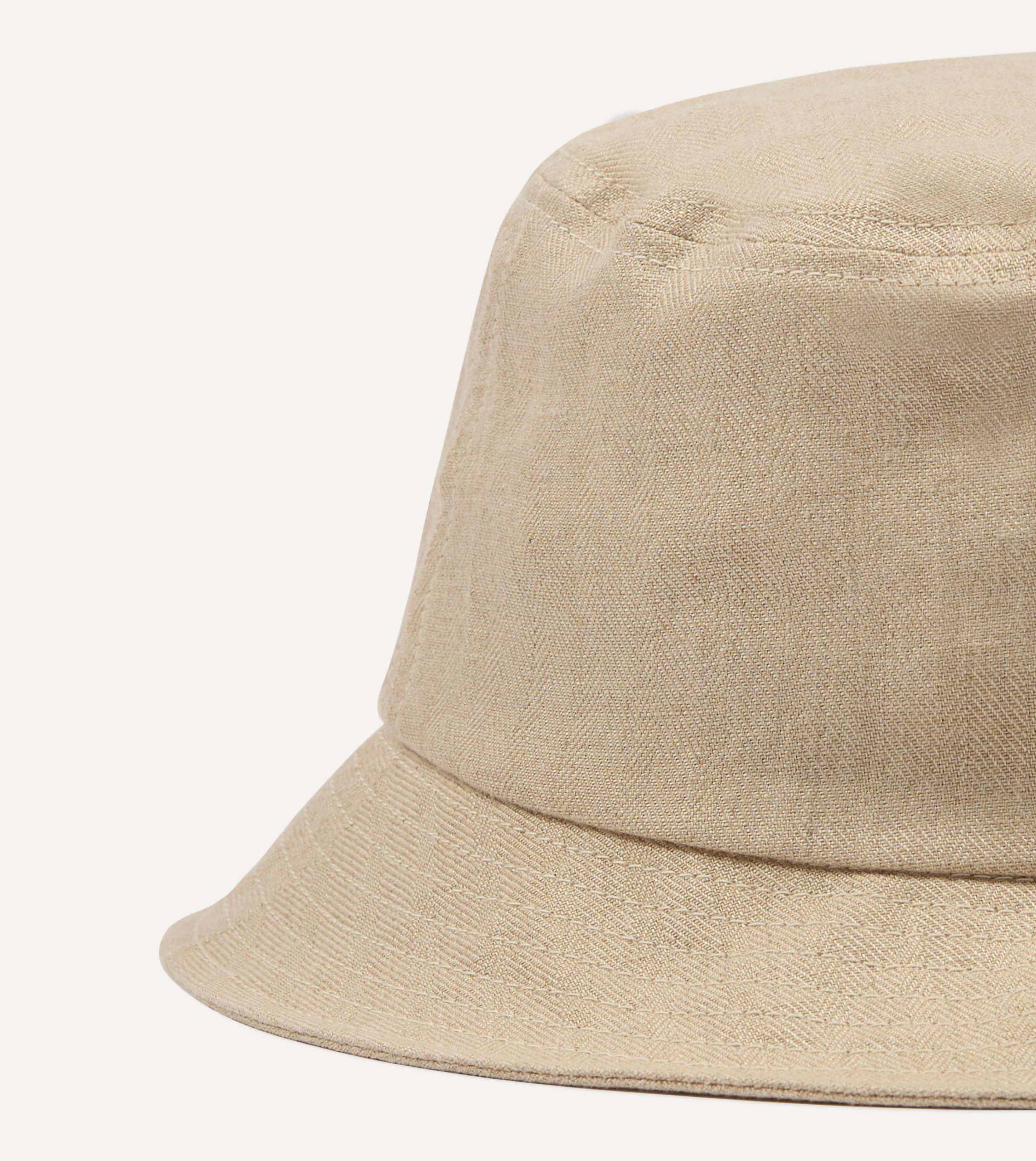 Cableami Ecru Herringbone Linen Bucket Hat - Image 2