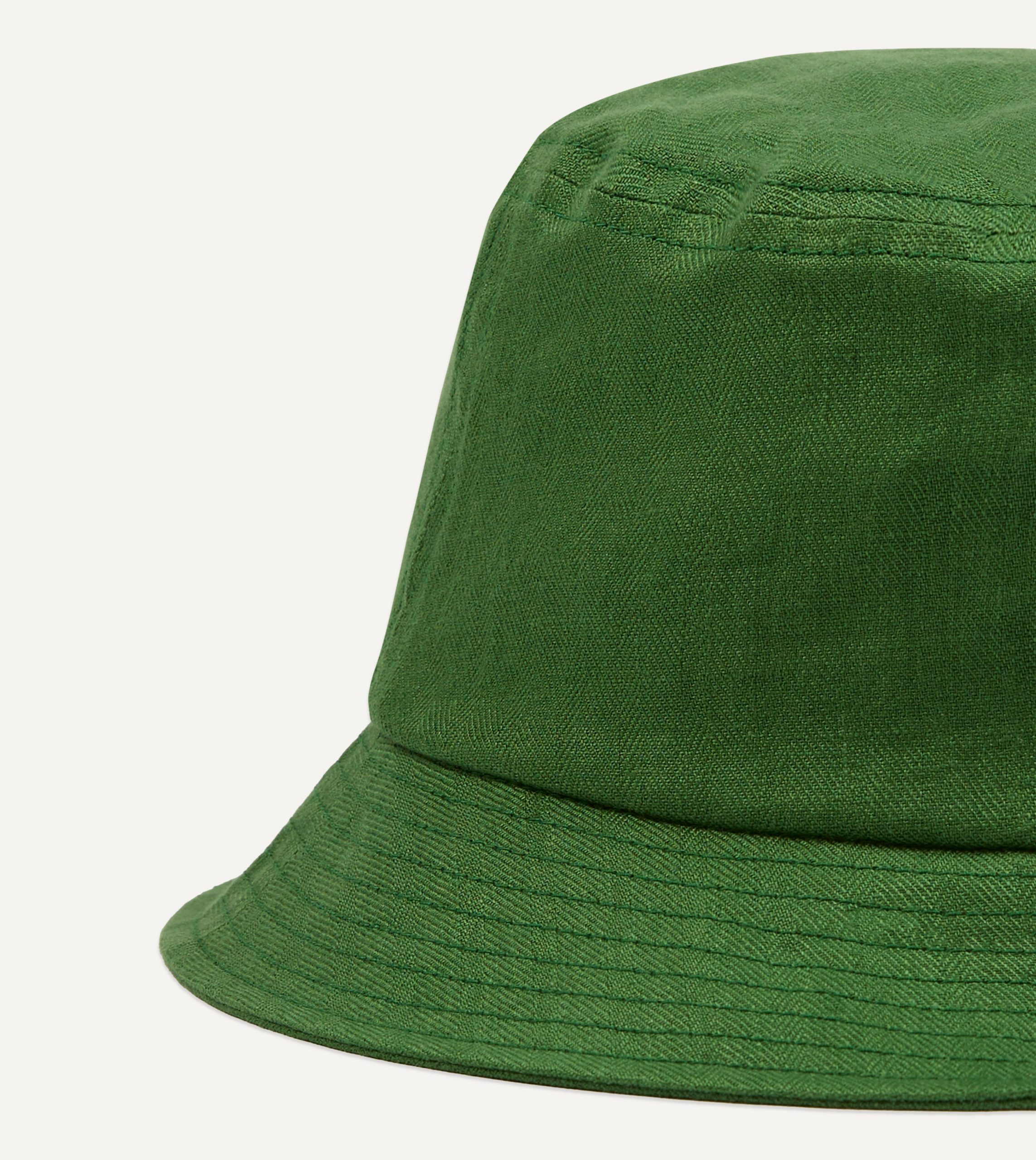 Cableami Green Herringbone Linen Bucket Hat - Image 2
