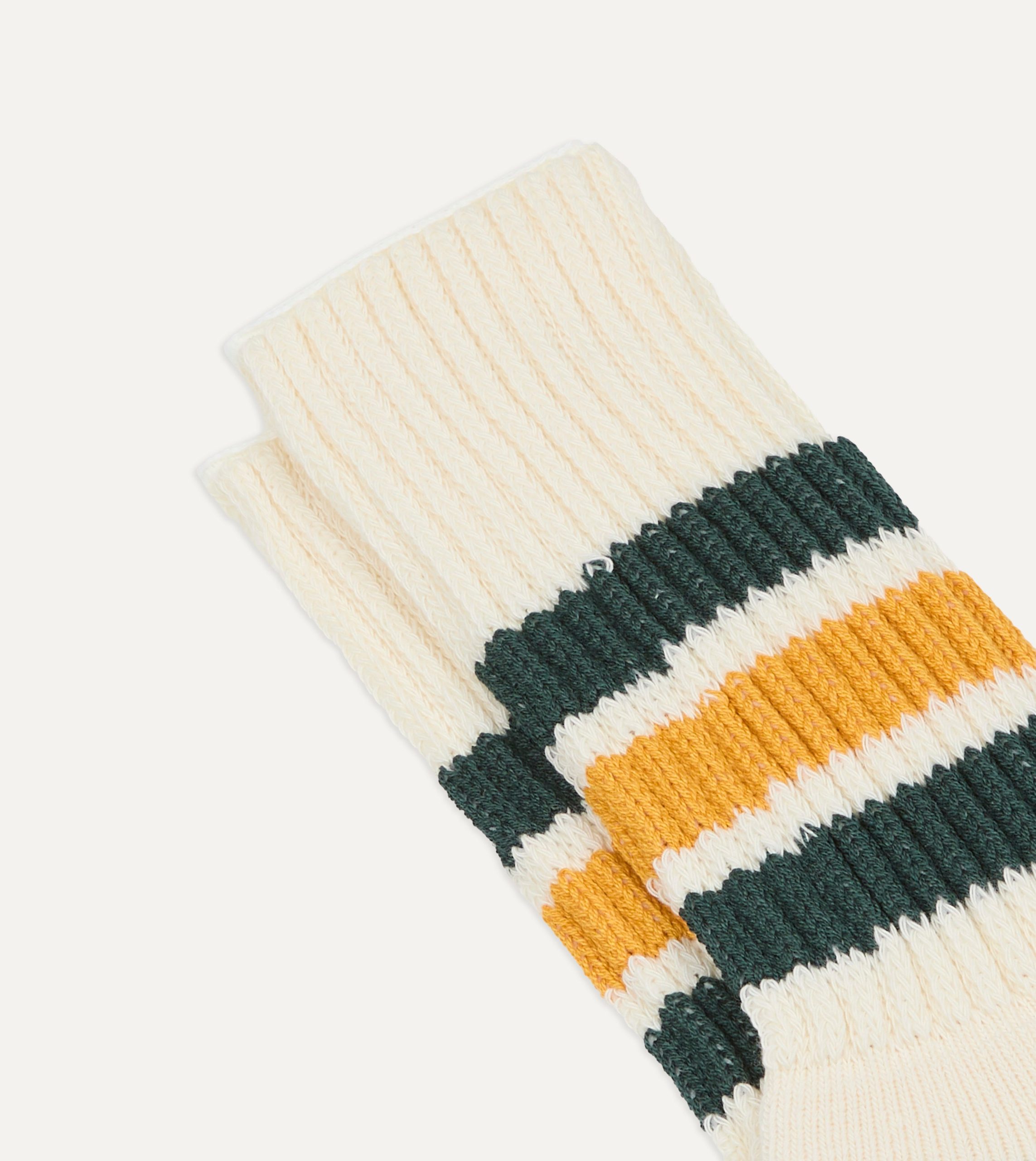 RoToTo Green and Yellow Cotton Crew Socks - Image 3