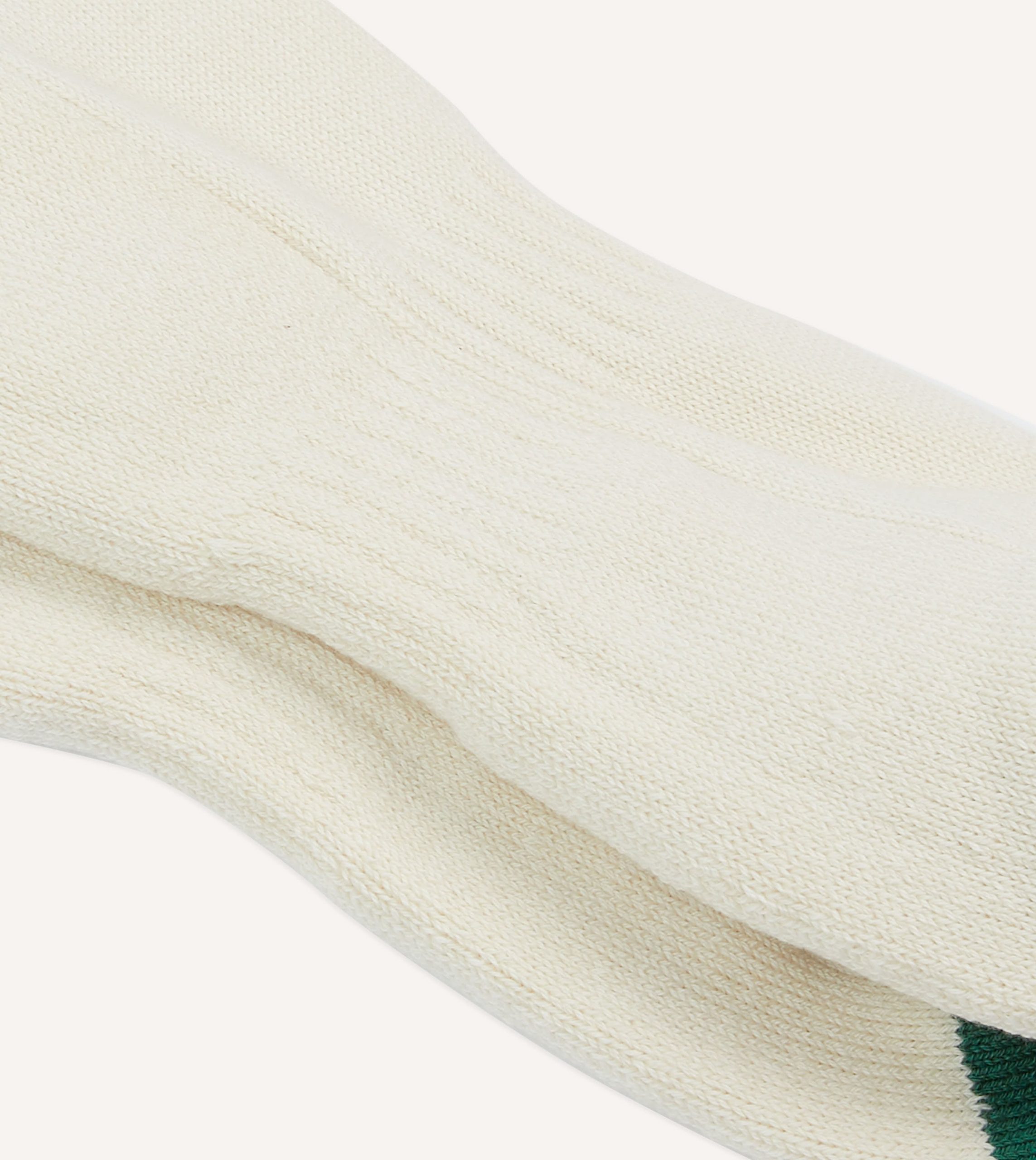 Ecru. Blue and Red 3 Stripe Cotton Sports Sock - Image 2