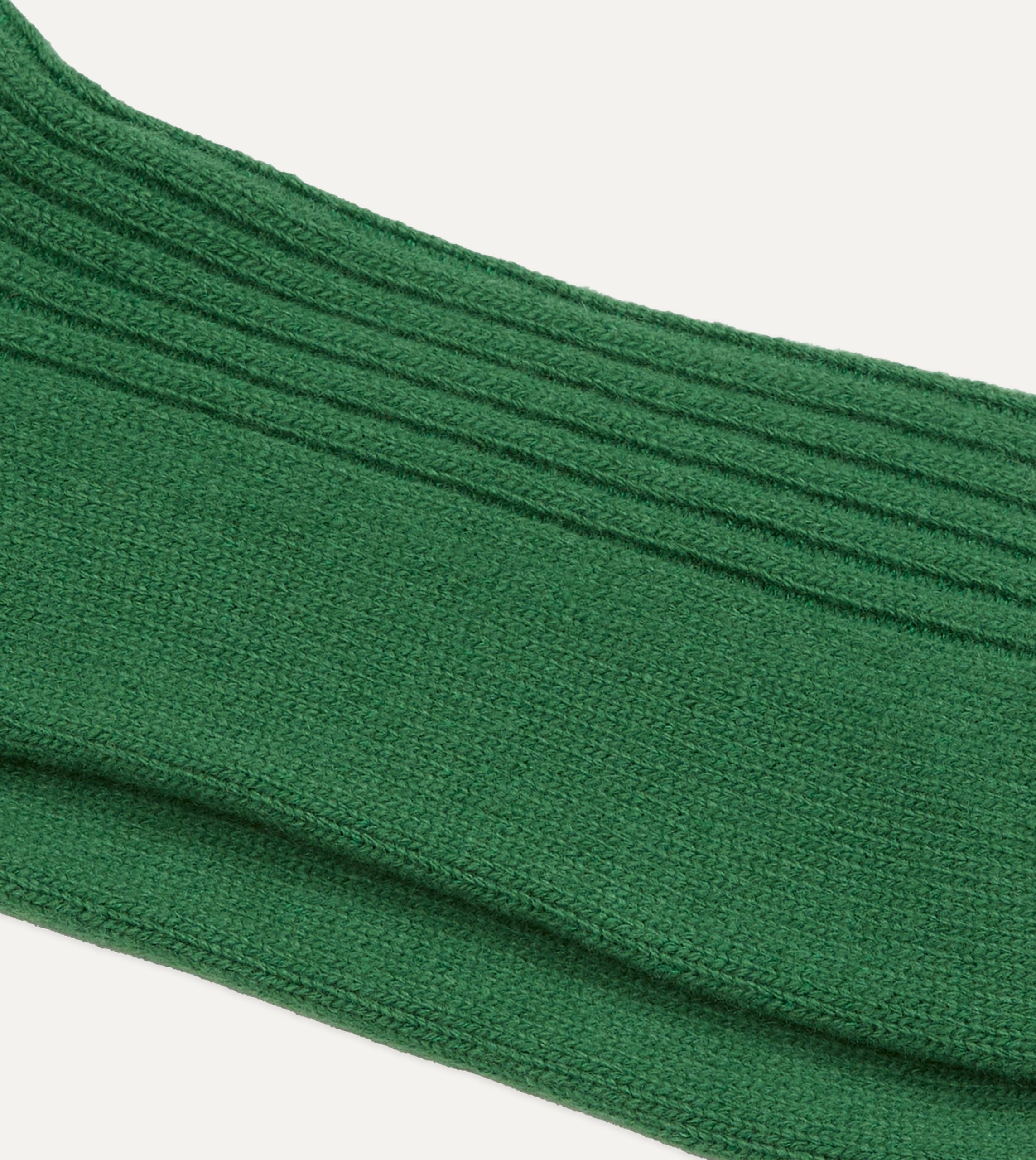 RoToTo Green and Ecru Merino Lambswool Stripe Socks - Image 2