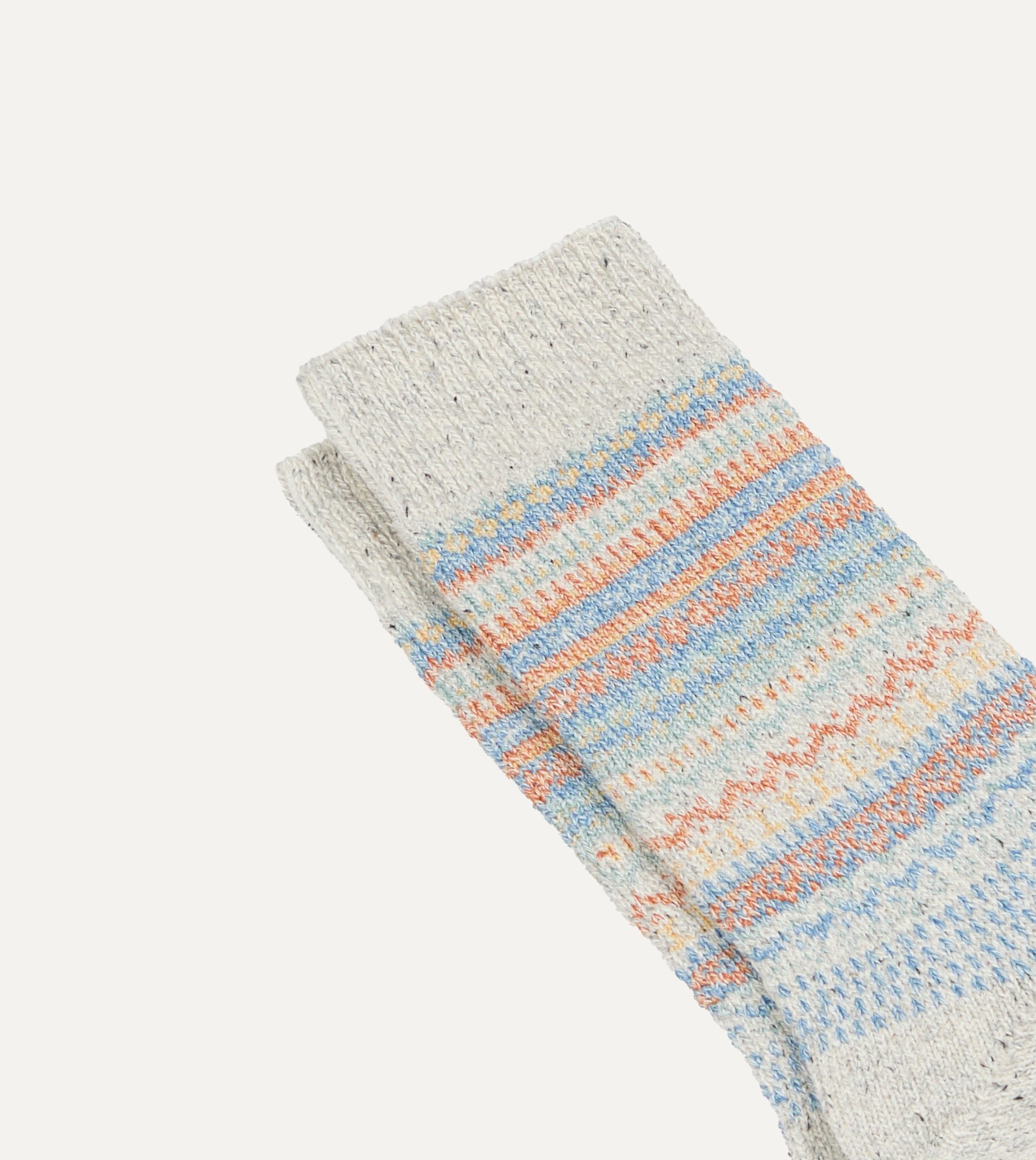 RoToTo Grey Wool Nordic Pattern Socks - Image 3
