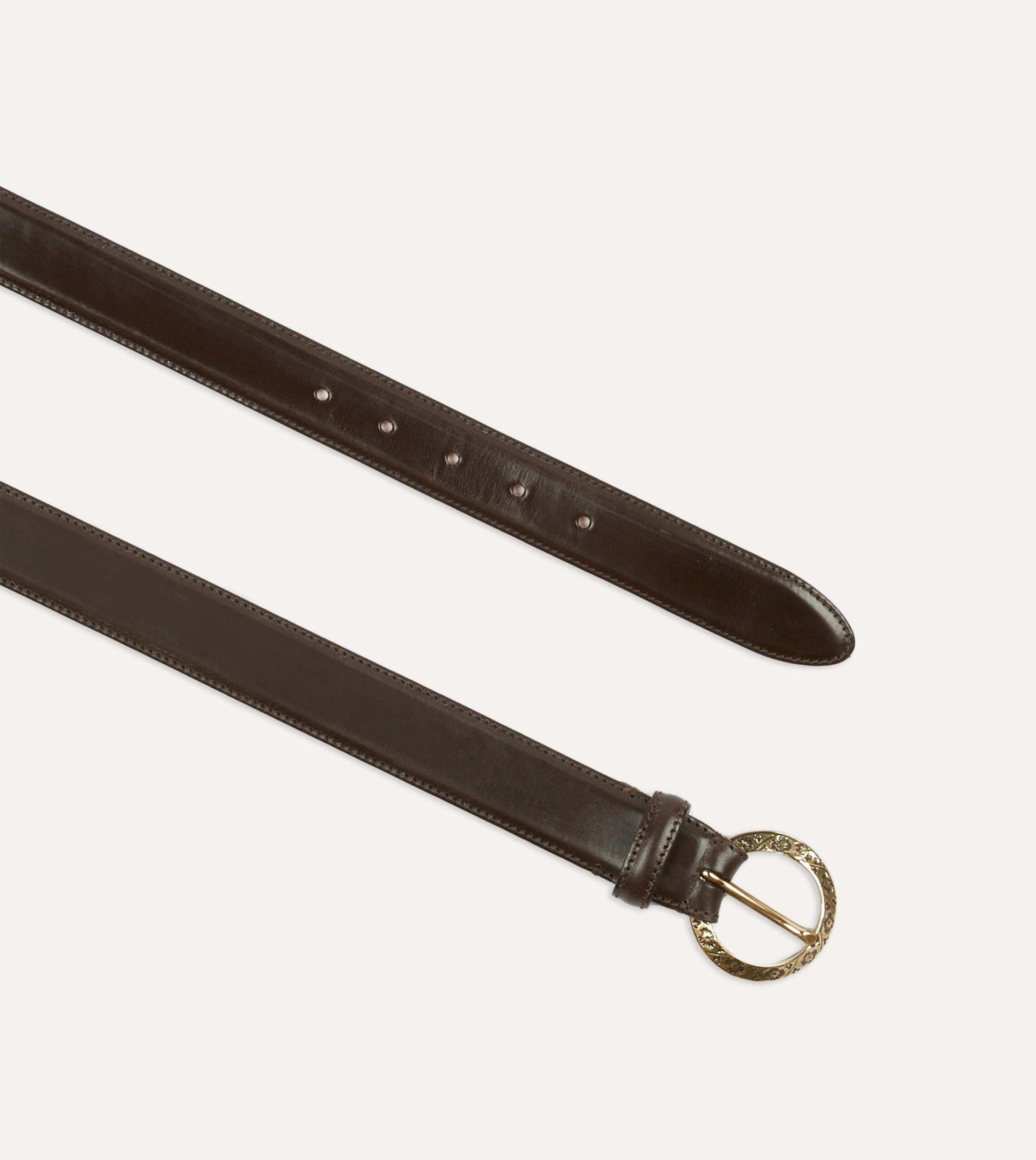 Dark Brown Bridle Calf Leather Western Belt - Image 2