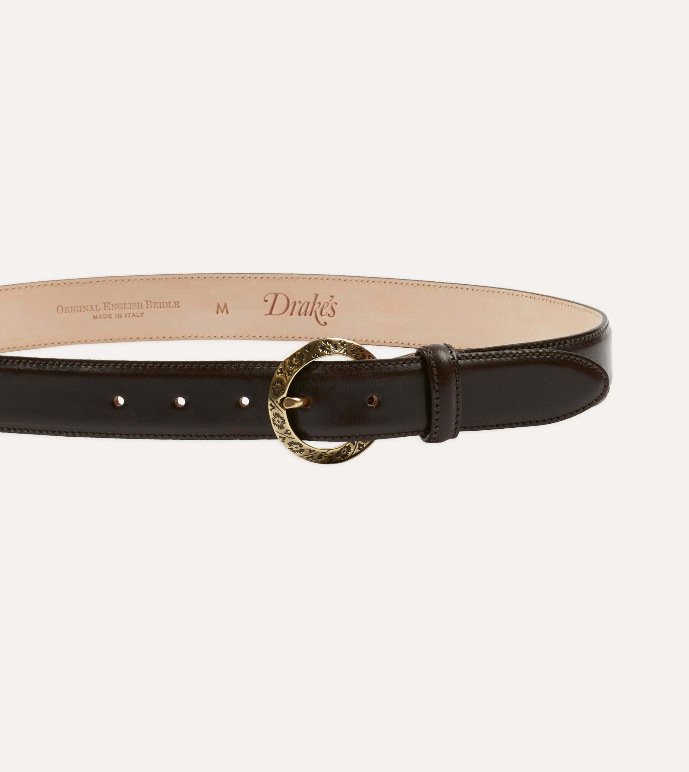 Dark Brown Bridle Calf Leather Western Belt - Image 3
