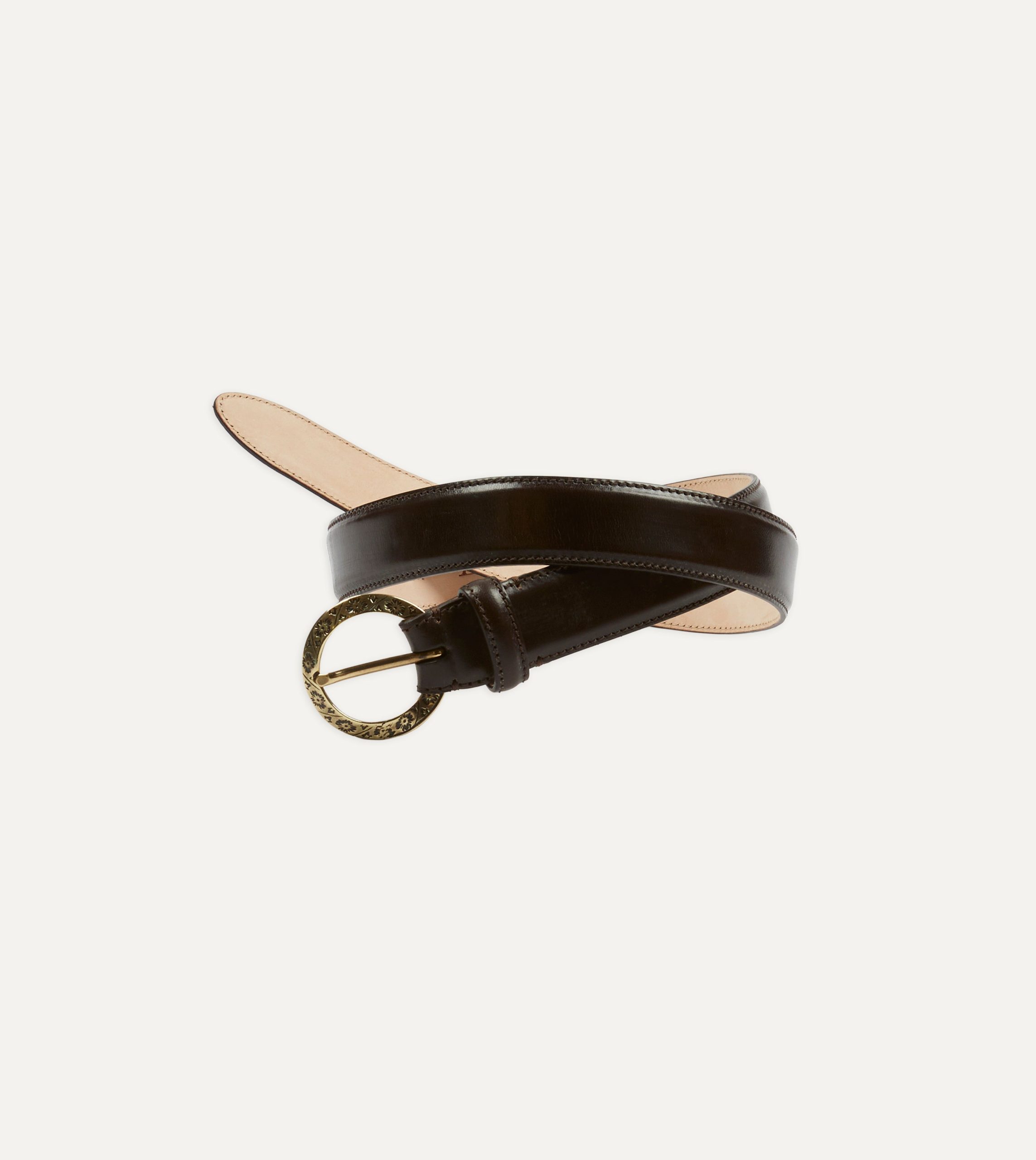 Dark Brown Bridle Calf Leather Western Belt - Image 6